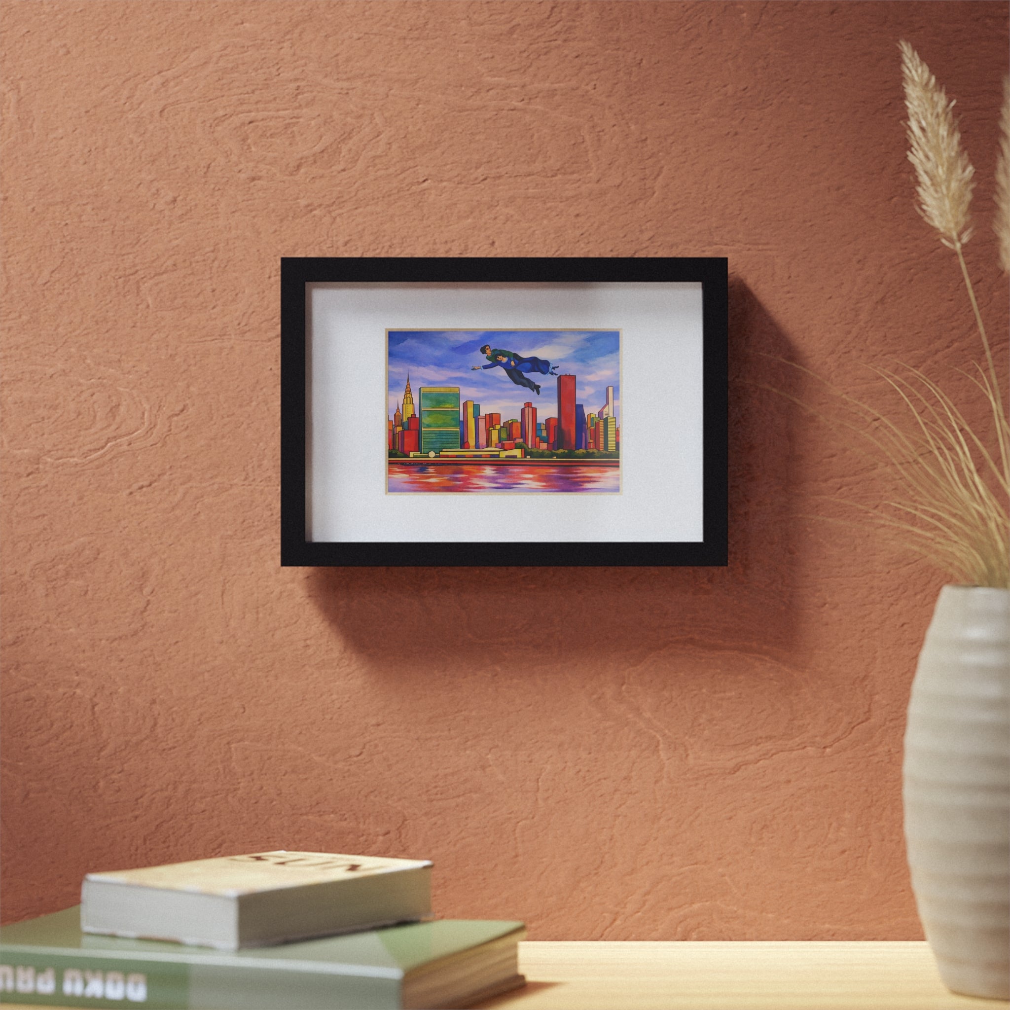 Over The Town Marc Chagall-inspired NYC Skyline  | Black Frame