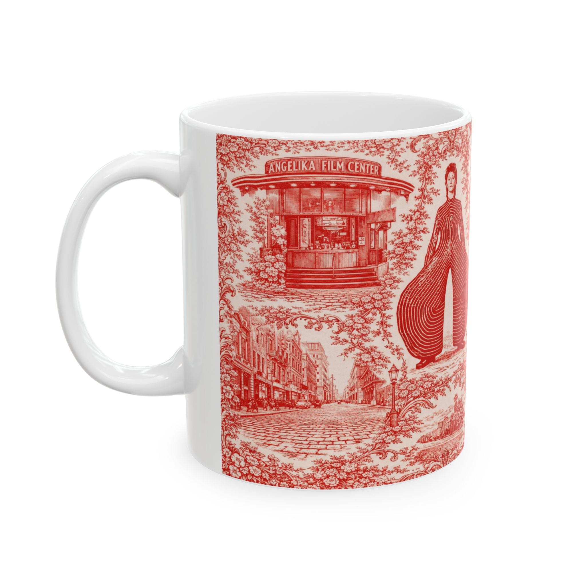 SoHo Red and White Toile de Jouy Mug | NYC Chinoiserie Ceramic Coffee Cup