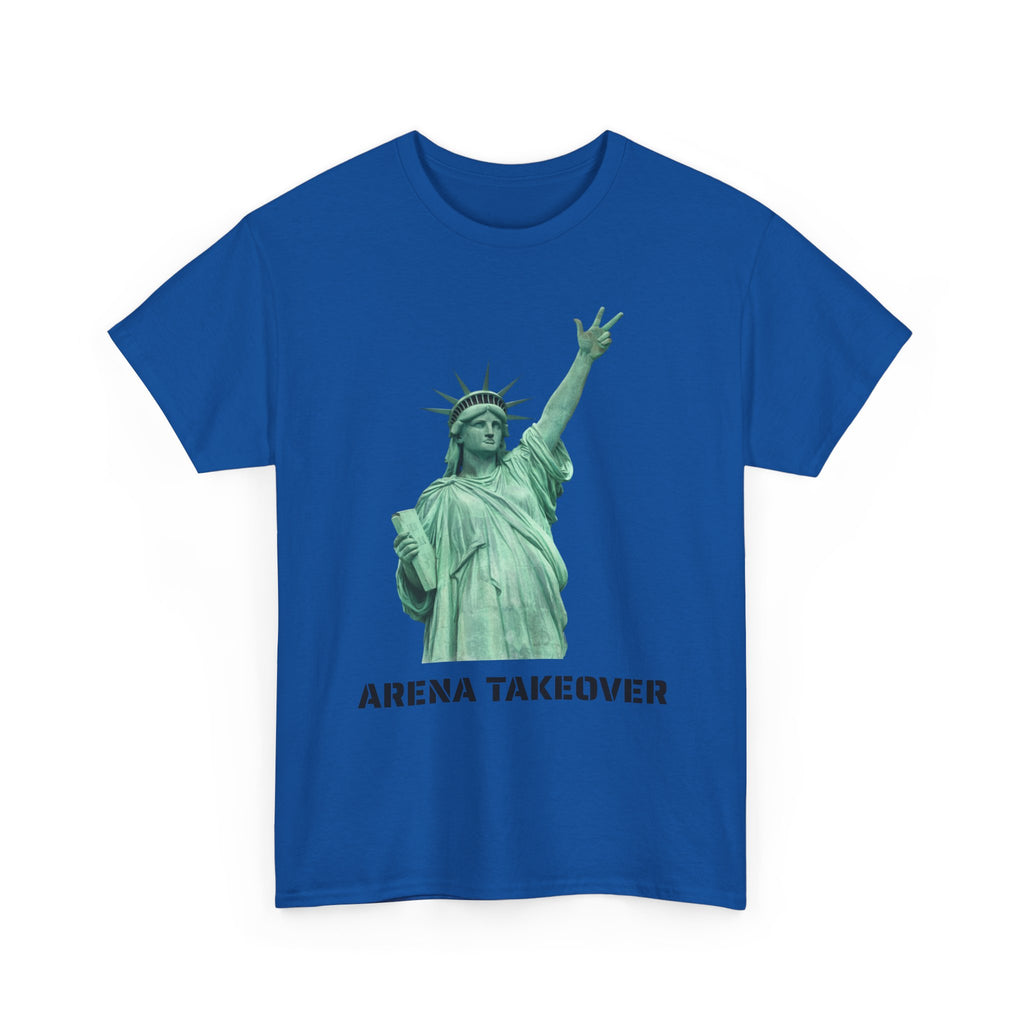 Arena Takeover Statue of Liberty Three Points T-Shirt | NYC Jalen Brunson Basketball 3 Point Shot Tee