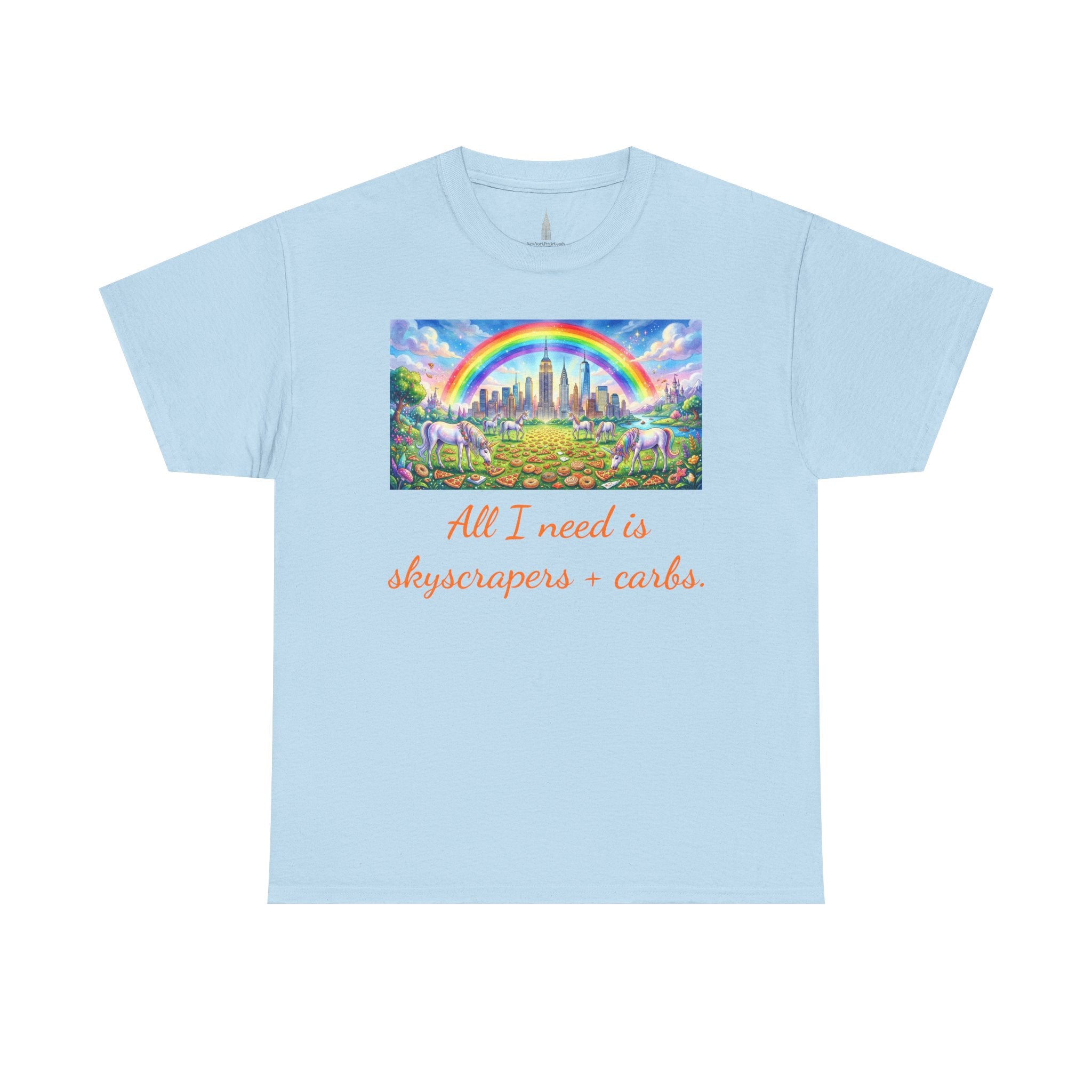 NYC Skyscrapers and Carbs T-Shirt | New York Is a Fairy Tale City Tee