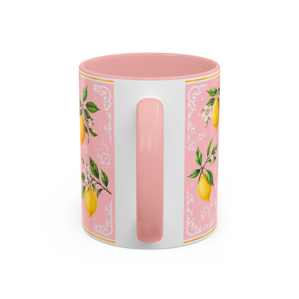 Little Italy Amalfi Pink Lemon 2 Accent Mug — La Dolce Vita Ceramic Kitchen Mug (11oz)