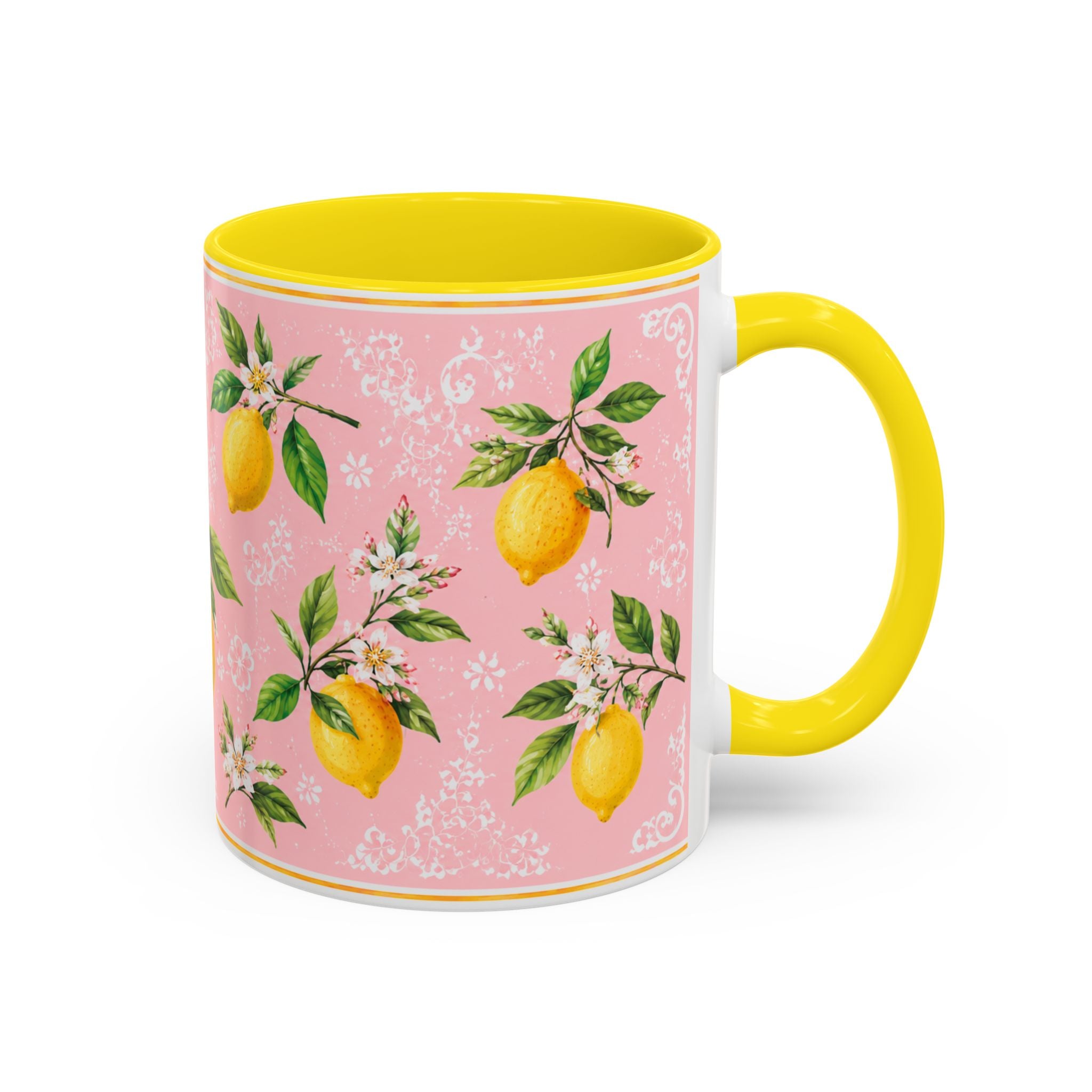 Little Italy Amalfi Pink Lemon 2 Accent Mug — La Dolce Vita Ceramic Kitchen Mug (11oz)