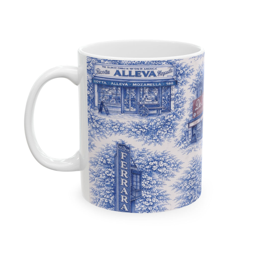 Little Italy Blue Toile de Jouey Cityscape Mug | NYC Chinoiserie Ceramic Coffee Cup