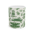 DUMBO Green Toile de Jouy Mug | NYC Chinoiserie Ceramic Coffee Cup