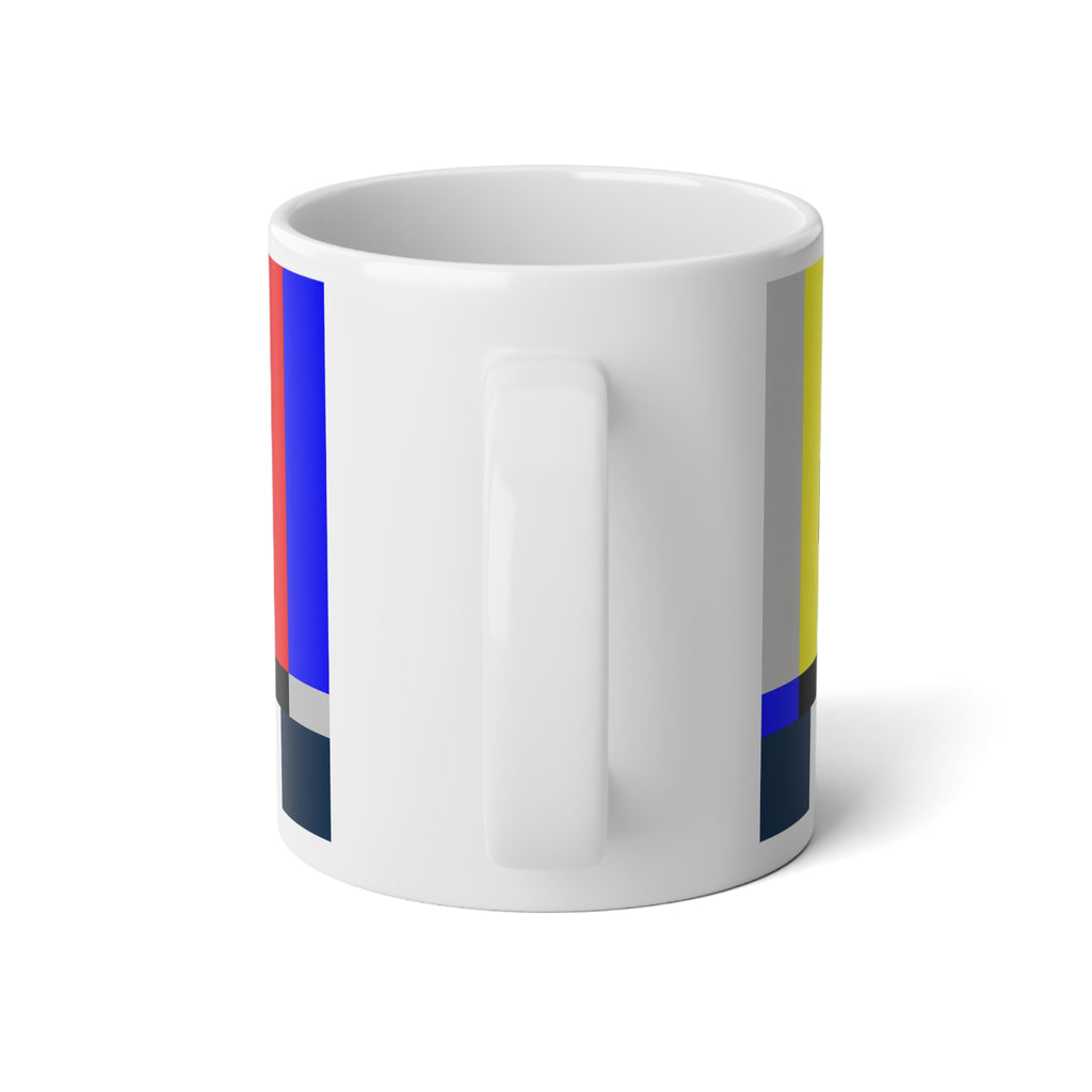 Retro TV Test Pattern "No Signal Until Coffee"  — 20oz Jumbo Mug