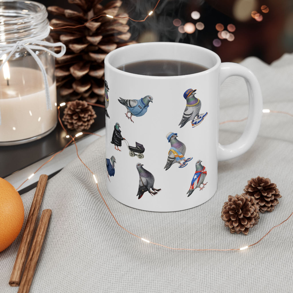 Taza Palomas de Nueva York | Taza de café para amantes de las aves de NYC