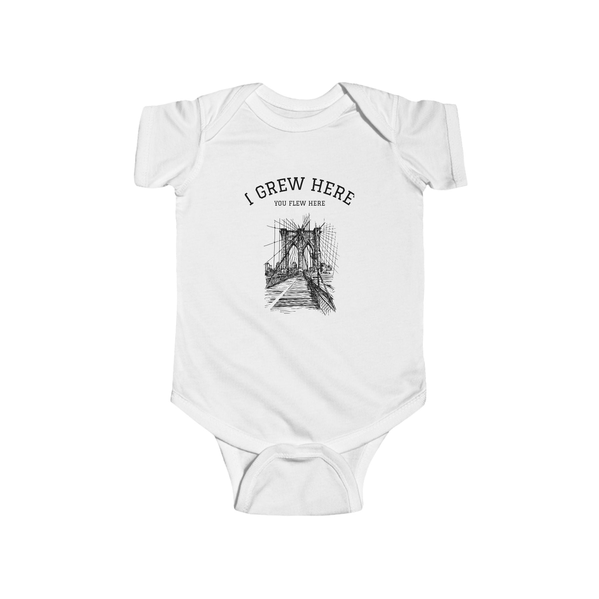 Brooklyn Bridge Sketch Baby Bodysuit | I Grew Here You Flew Here Infant Onesie