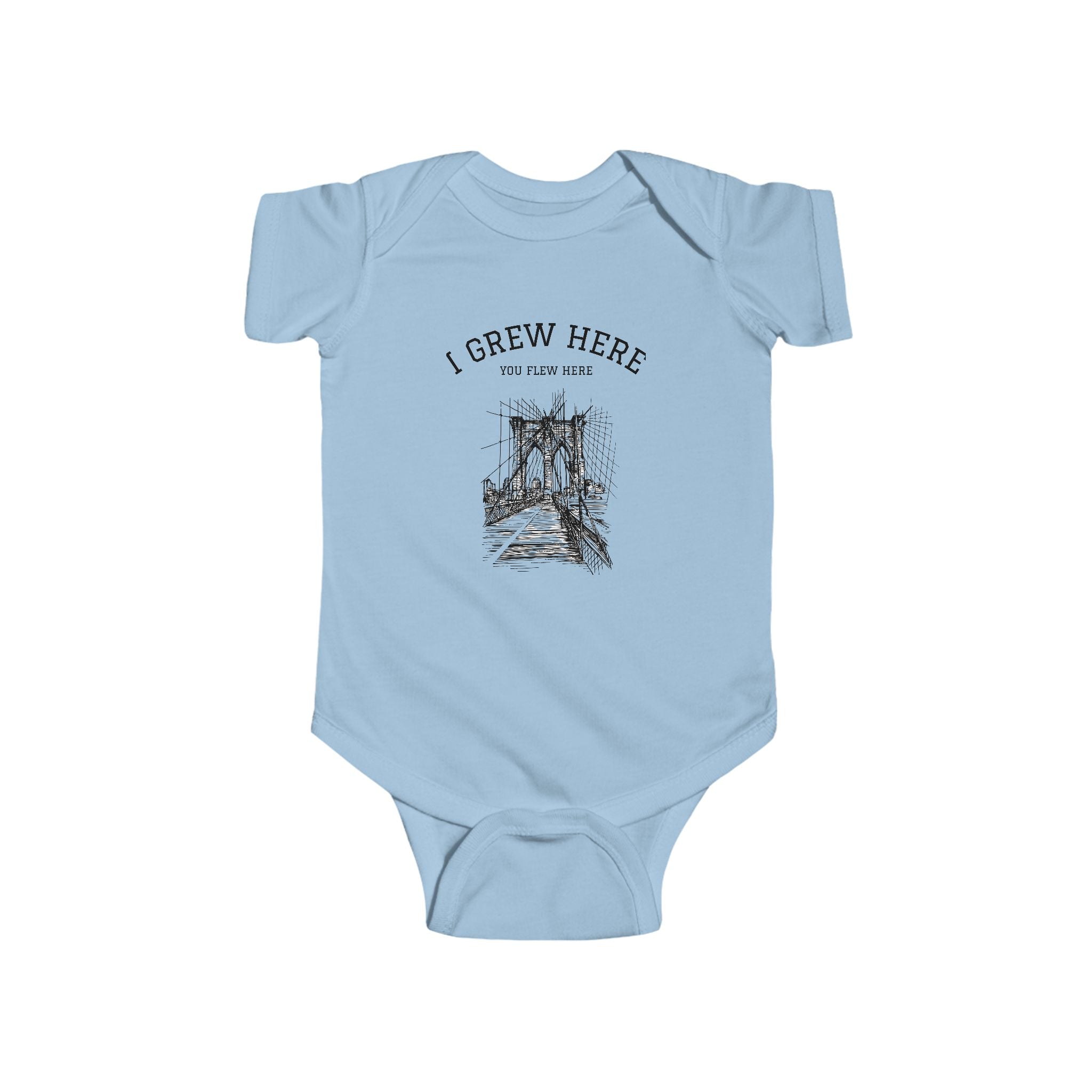 Brooklyn Bridge Sketch Baby Bodysuit | I Grew Here You Flew Here Infant Onesie