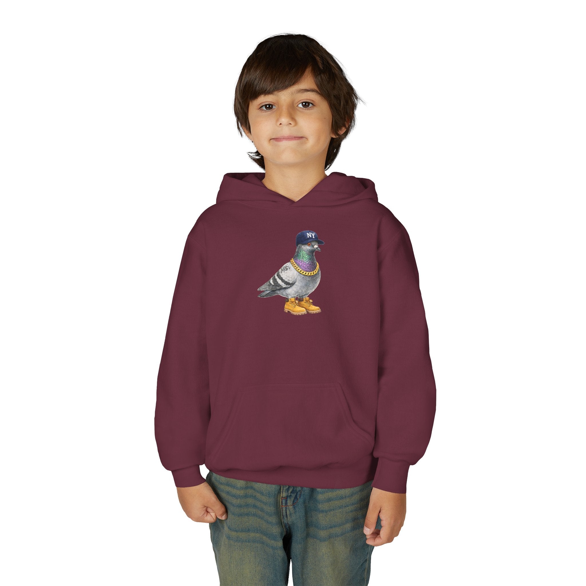 Customizable Bronx NYC Pigeon NYC Kids Hoodie | New York Baseball Sports Fan Bird Lovers Childrens Hooded Sweatshirt
