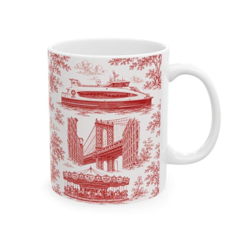 DUMBO Red Toile de Jouy Mug | NYC Chinoiserie Ceramic Coffee Cup