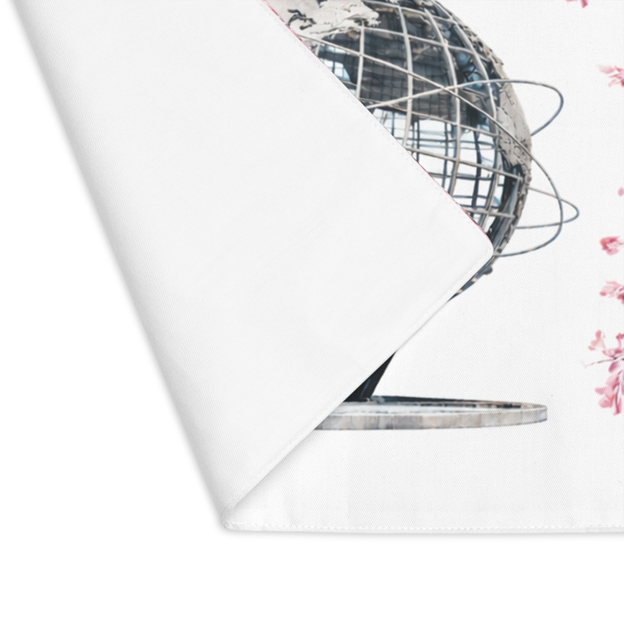 Cherry Blossoms Framing  Unisphere Tabletop Placemat — NYC Queens Flushing Meadows–Corona Park Floral Sakura Table Mat
