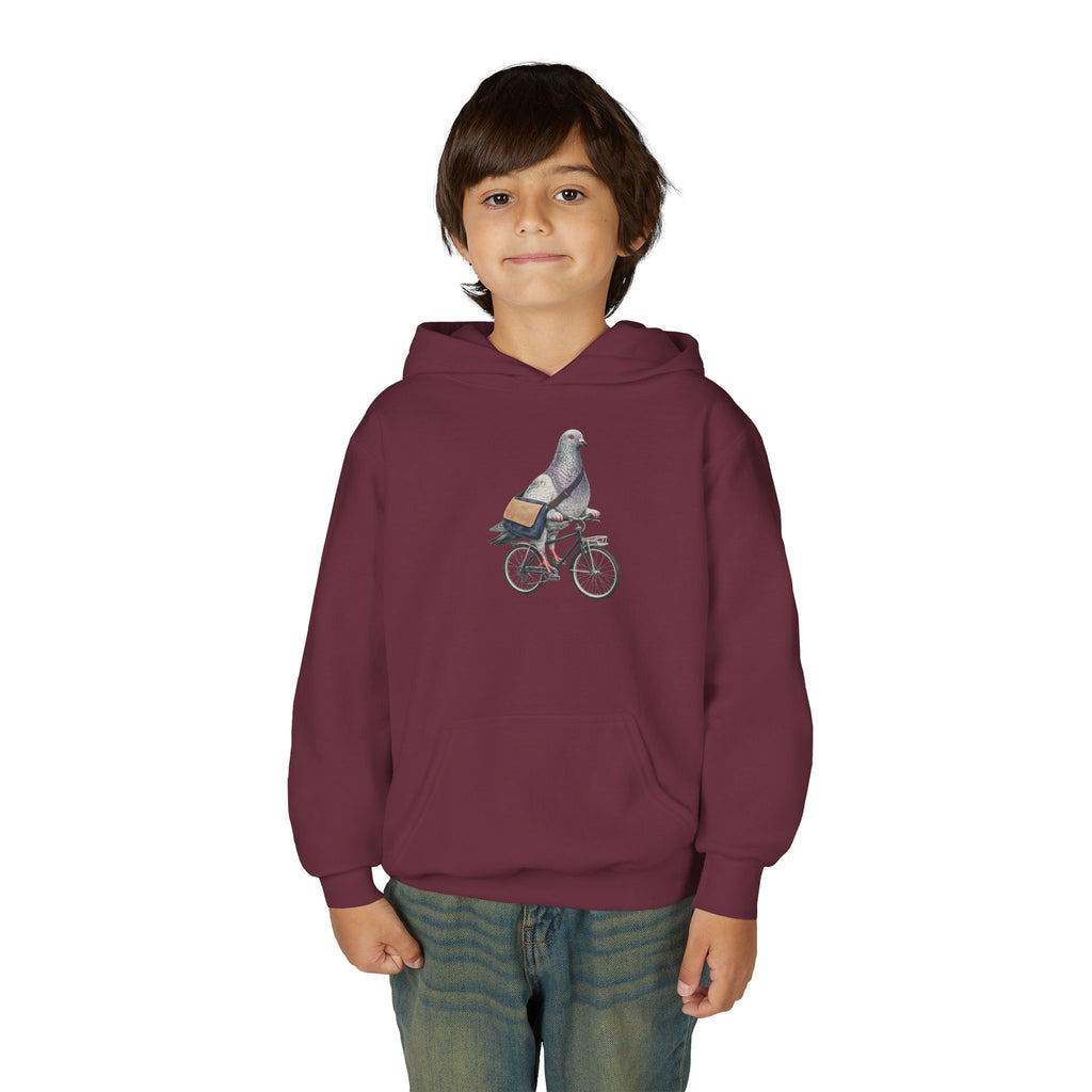 Customizable Midtown NYC Pigeon NYC Kids Hoodie | New York Bike Rider Bird Lovers Childrens Hooded Sweatshirt