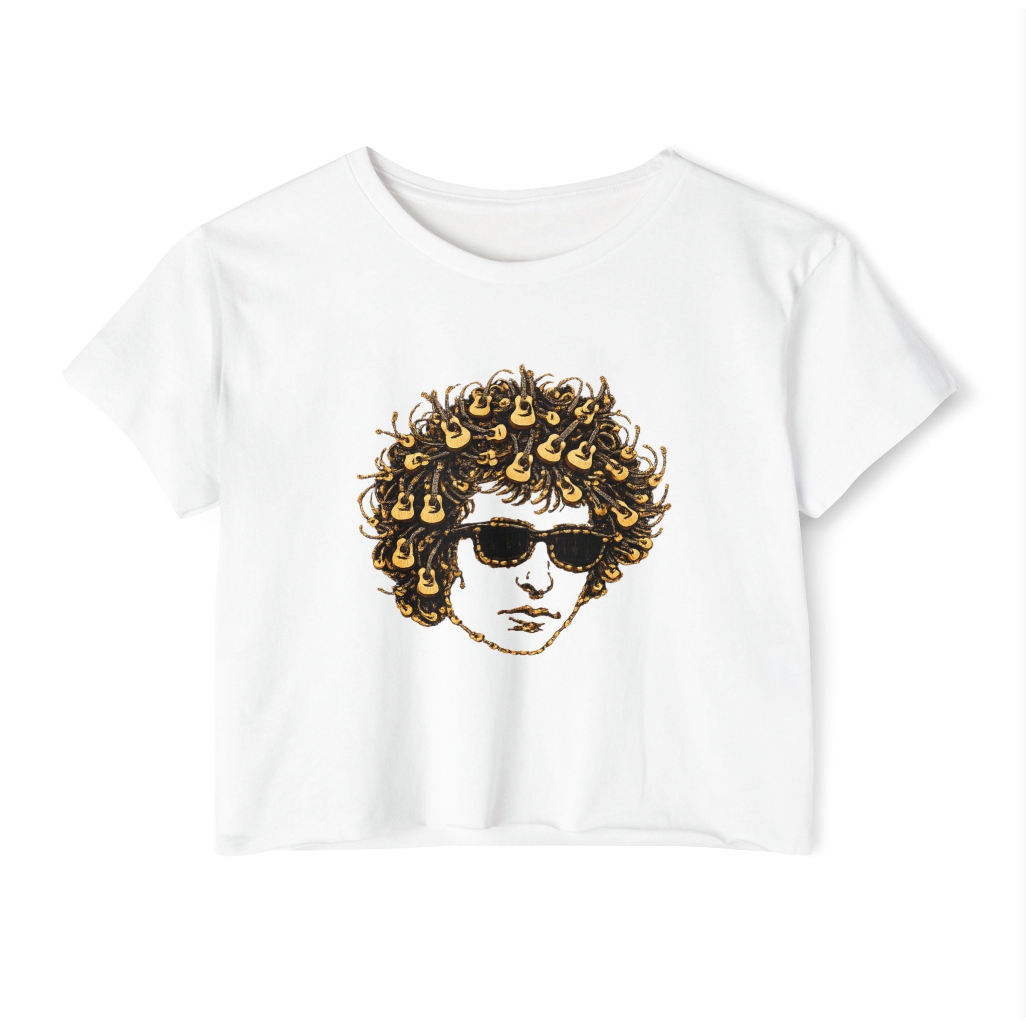 Guitar Bob Dylan Crop Top T-shirt   Music Tee