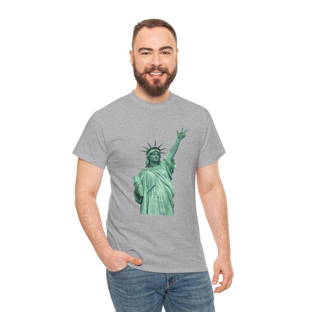Customizable Statue of Liberty Three Points T-Shirt | NYC Jalen Brunson Basketball 3 Point Shot Tee