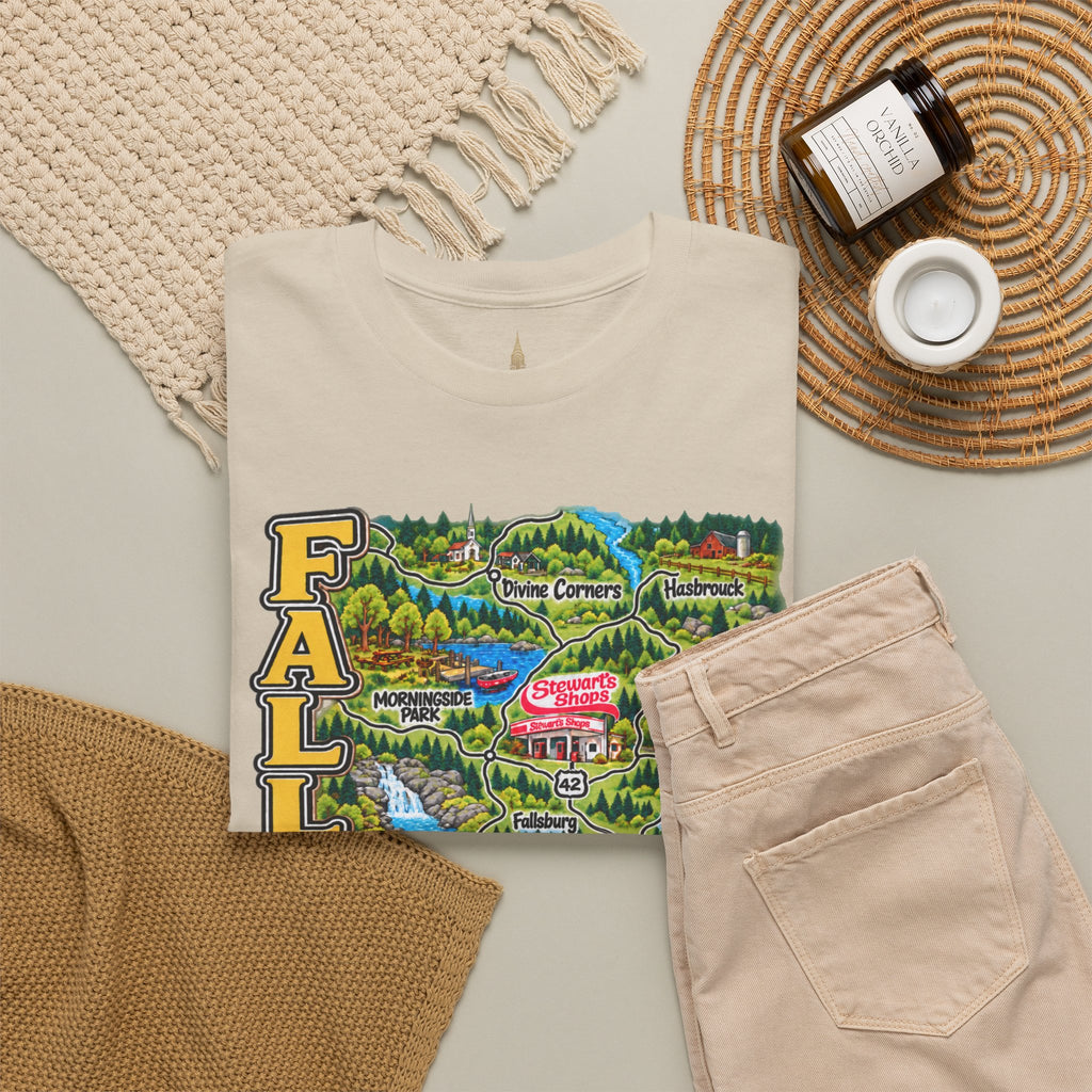 Fallsburg, NY Map T-Shirt  Catskills Upstate New York Tee