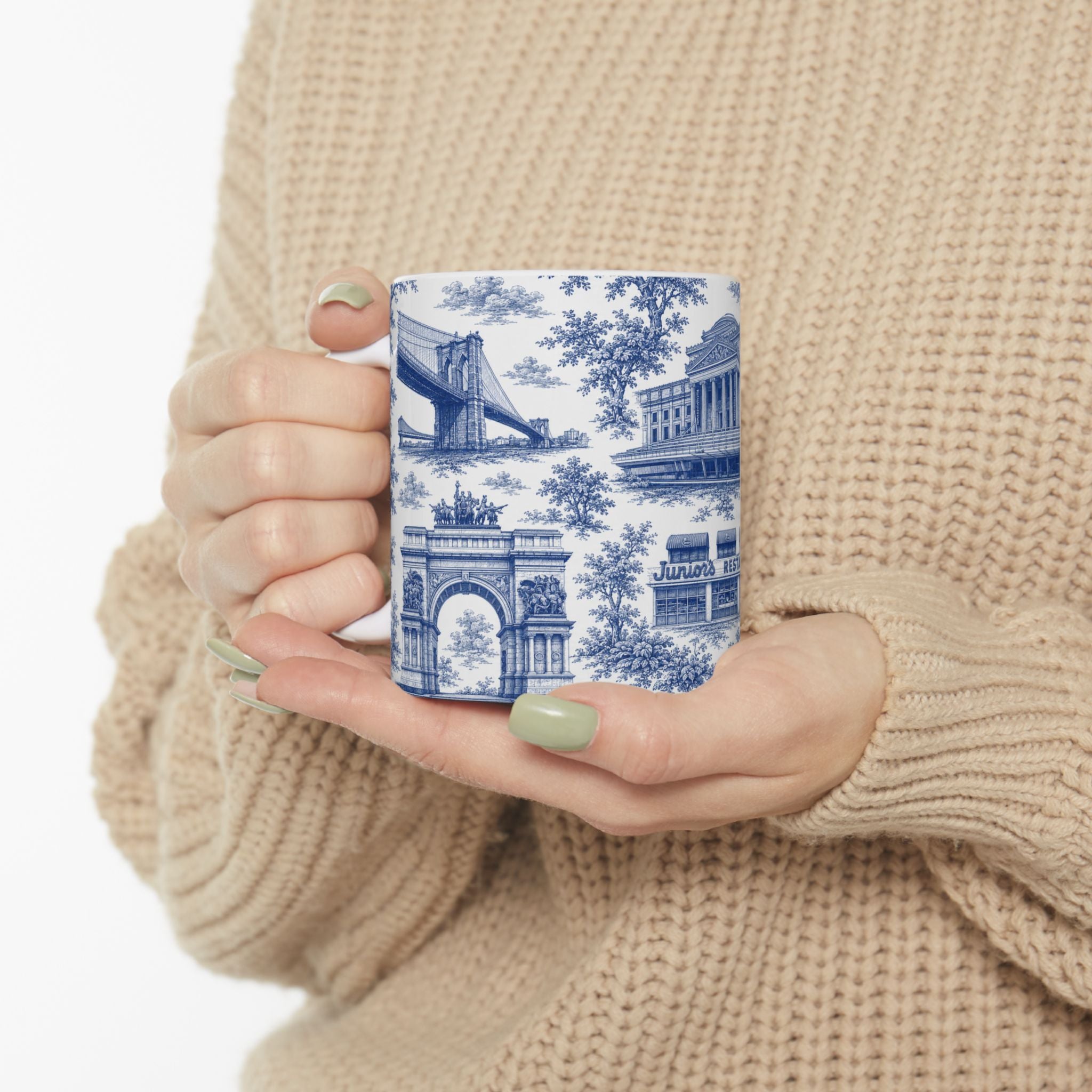 Brooklyn Blue Toile de Jouy Mug | NYC Chinoserie Ceramic Mug