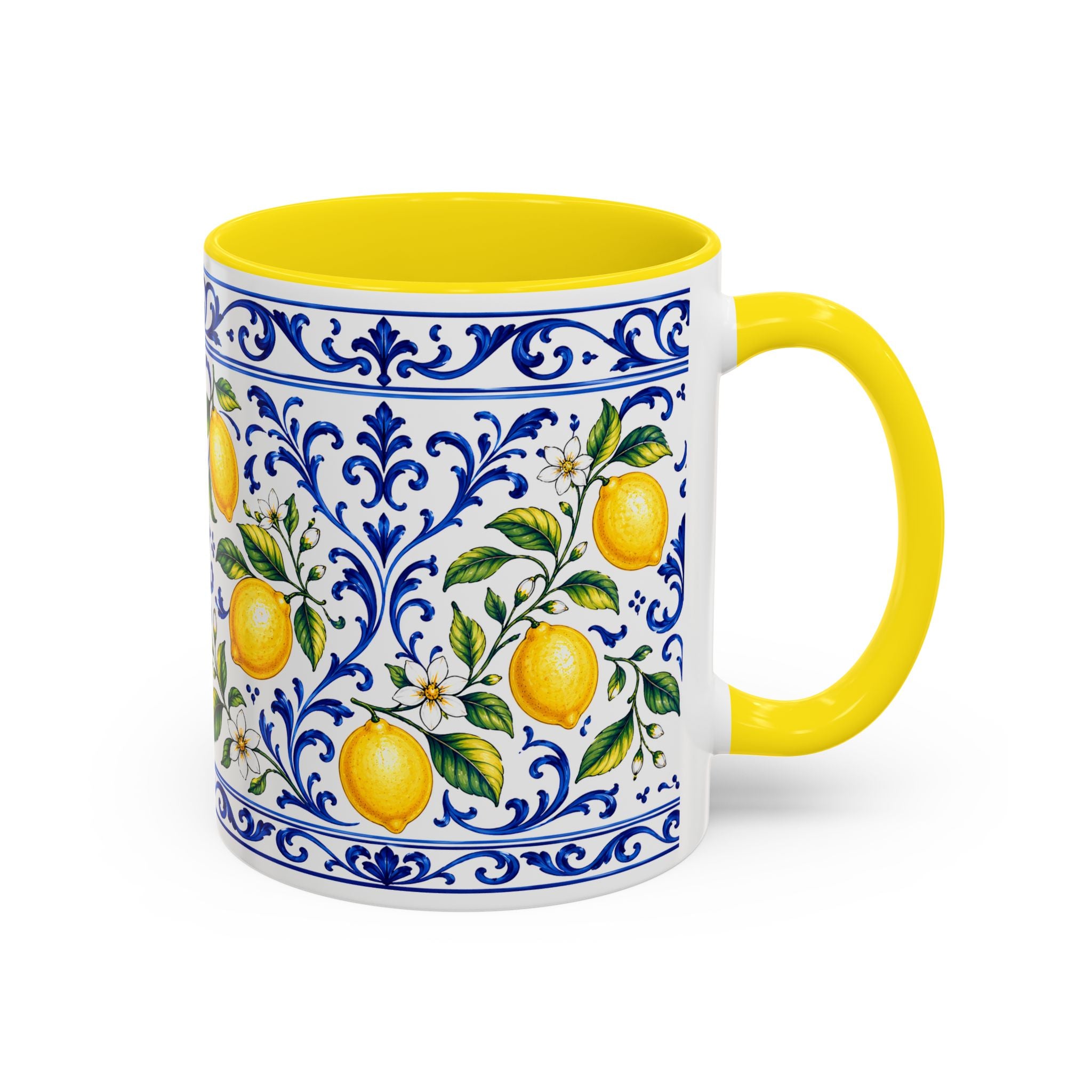 Little Italy Amalfi Blue with Lemon Mug — Blue Ceramic Kitchen Mug (11oz)