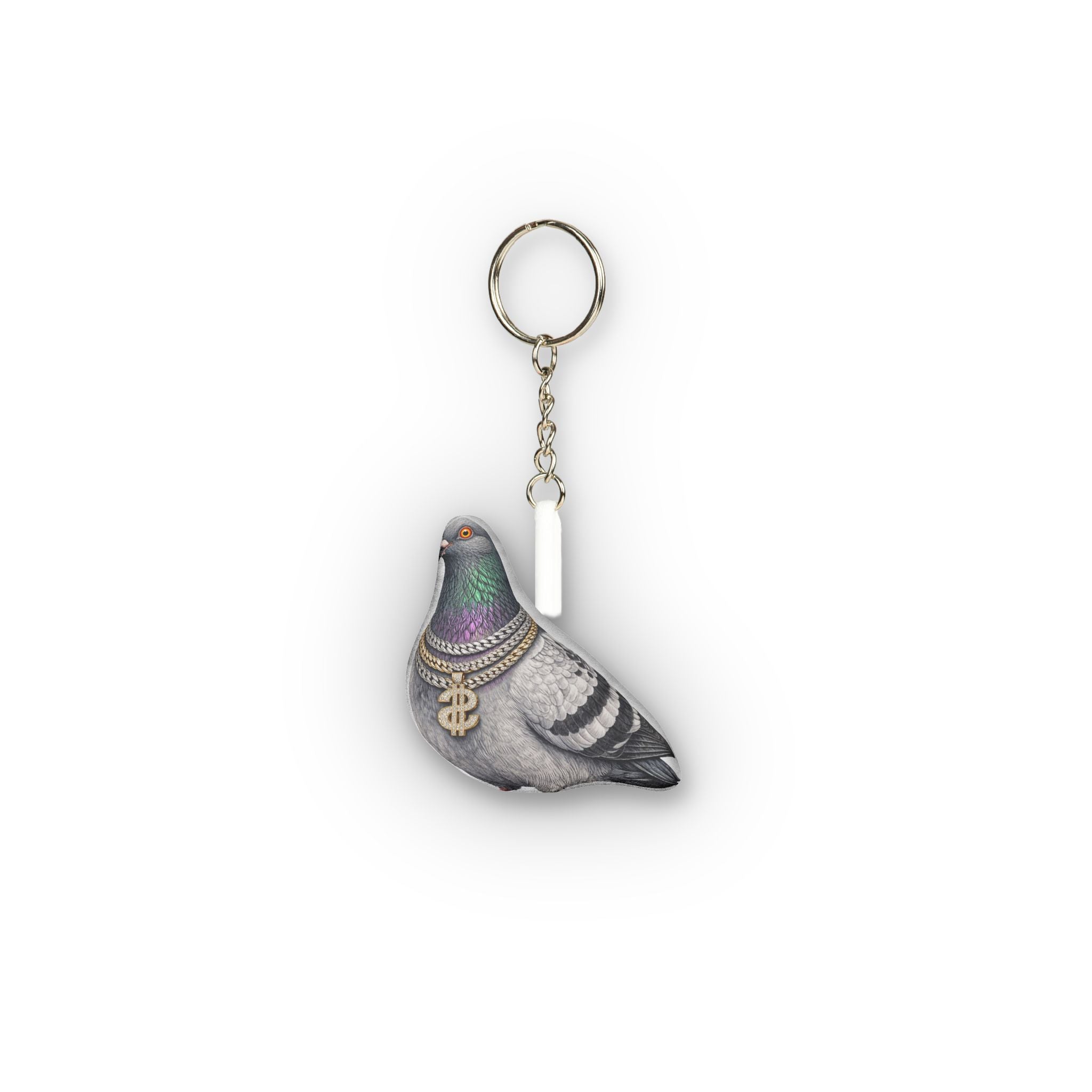 Diamond District NYC Pigeon Mini Plush Keychain | Bling Jeweler Bird Lovers Plushie Bag Charm