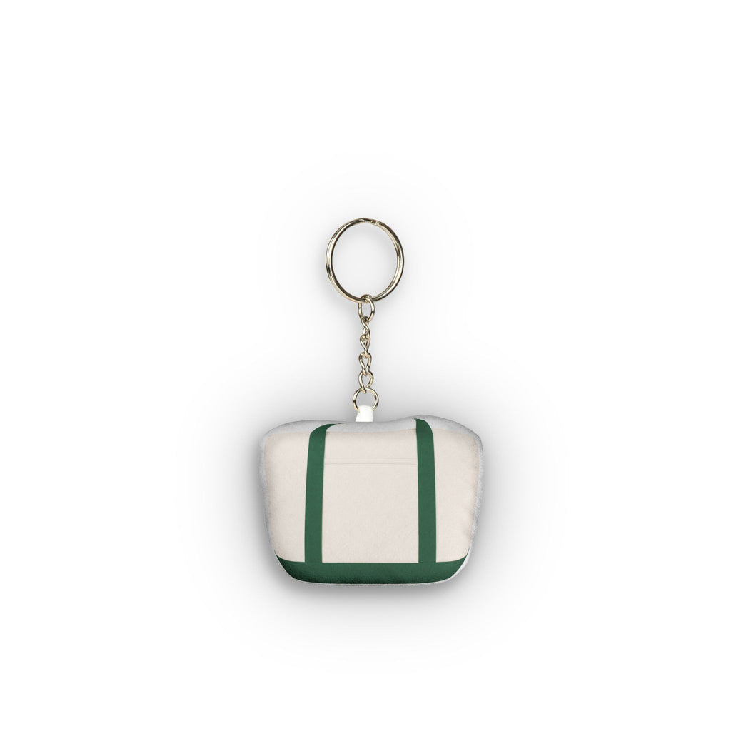 Tote Bag Mini Plush Keychain - Green Canvas Tote Coastal Style Bag Charm