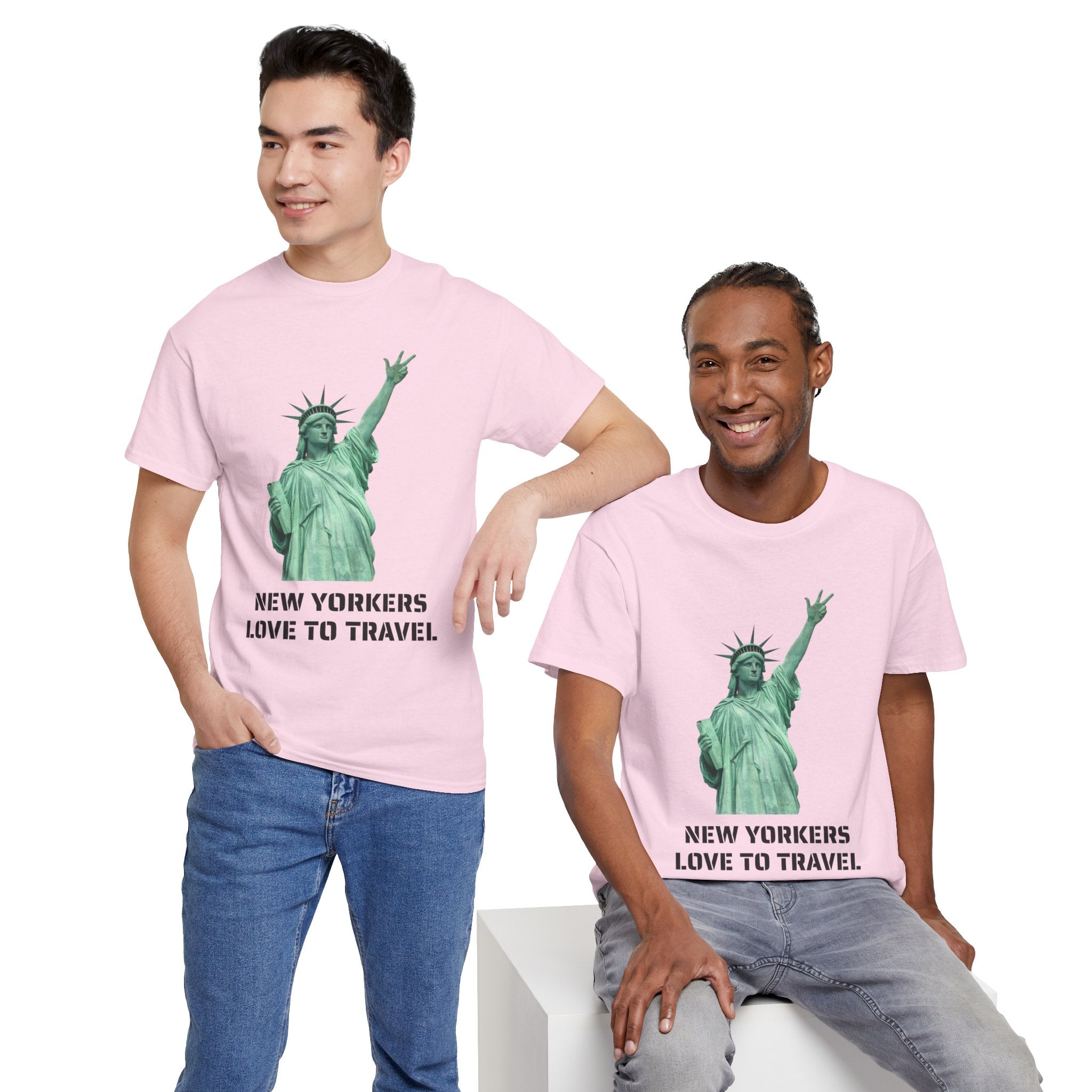 New Yorkers Love To Travel Statue of Liberty Three Points T-Shirt | NYC Jalen Brunson Basketball 3 Point Shot Tee