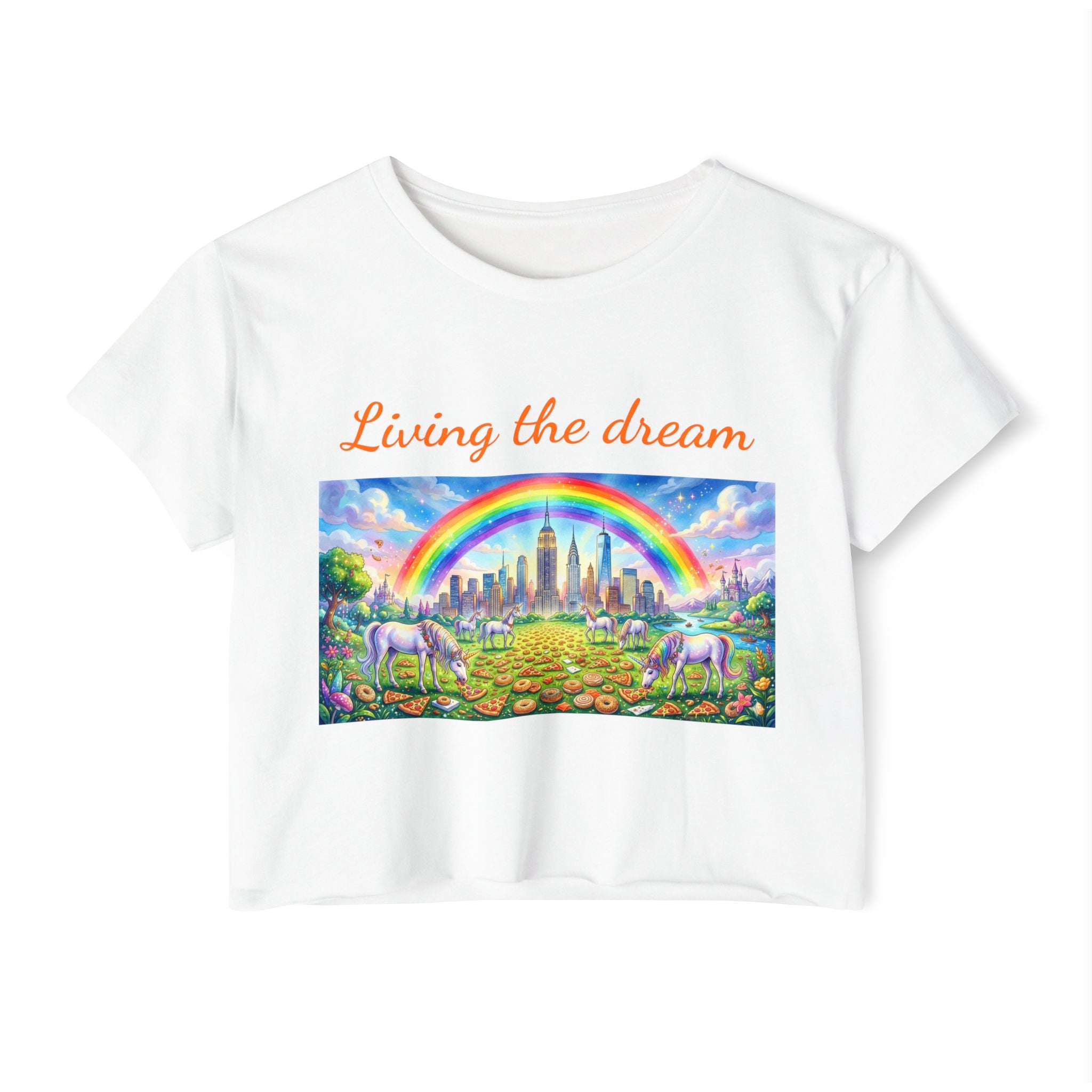 NYC Living The Dream Crop Top Tee | New York Is a Fairy Tale Tee T-shirt
