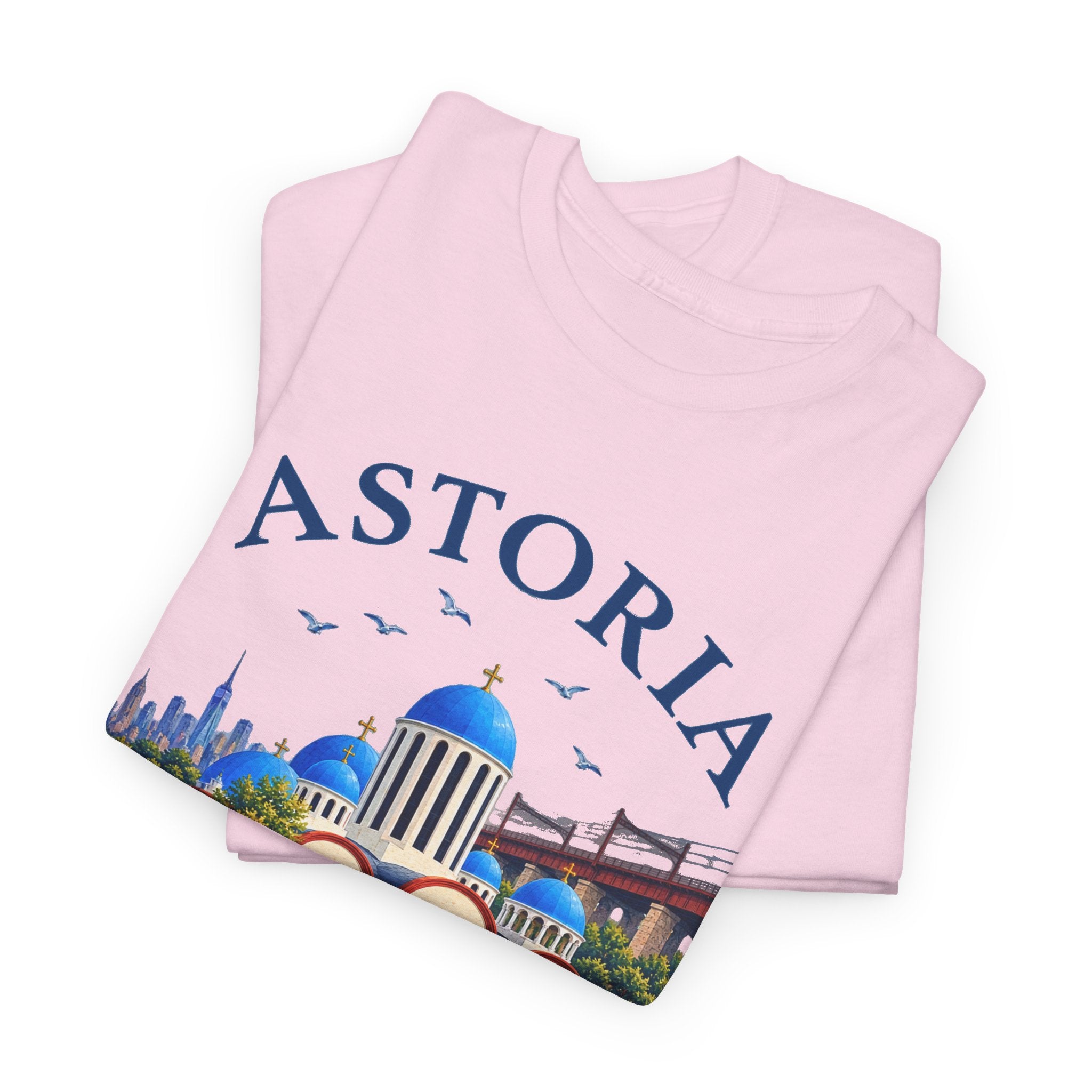 Astoria New York Travel T-Shirt   Santorini-inspired Queens Tee