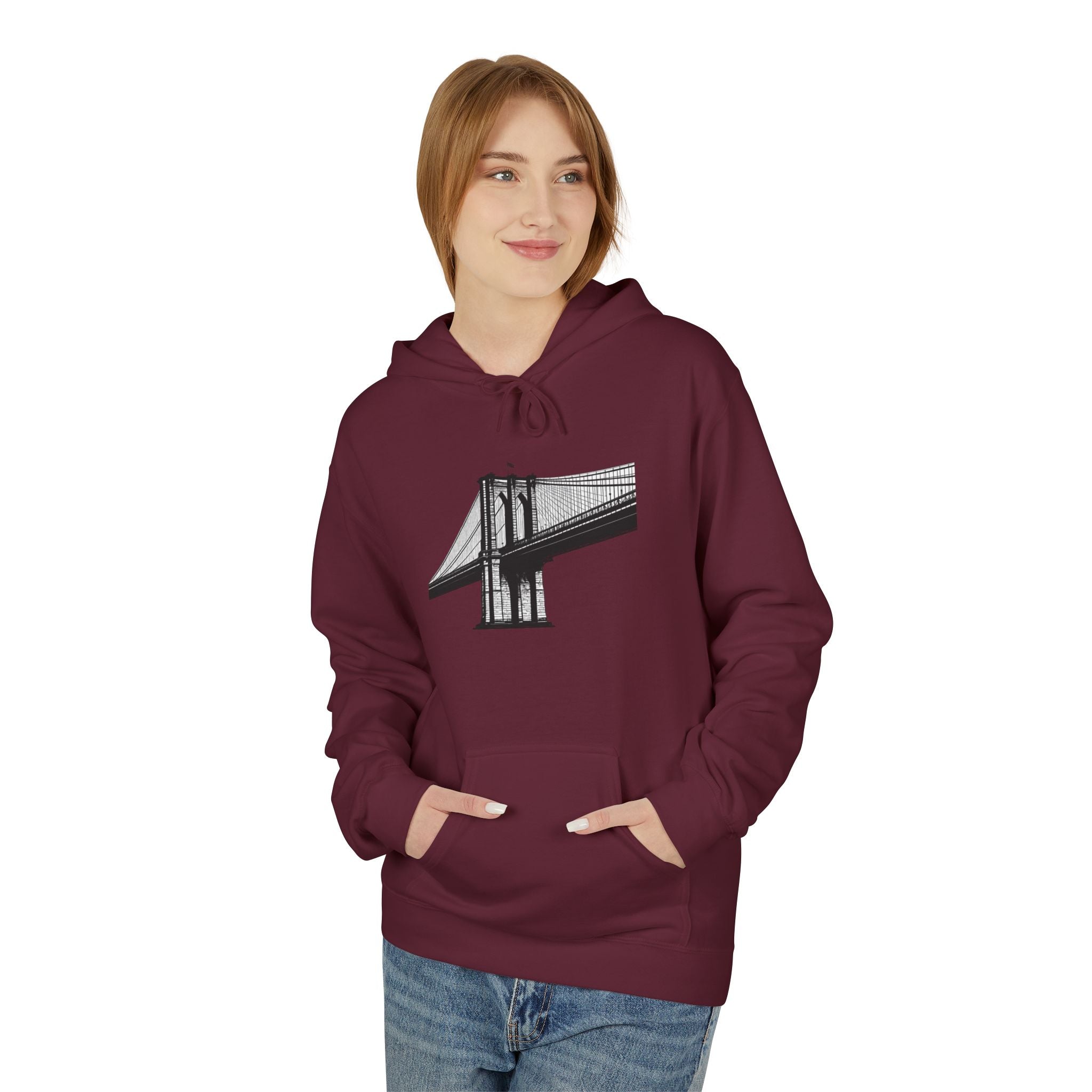 Brooklyn Bridge Sketch Hoodie — New York City Pullover Hooded Sweatshirt