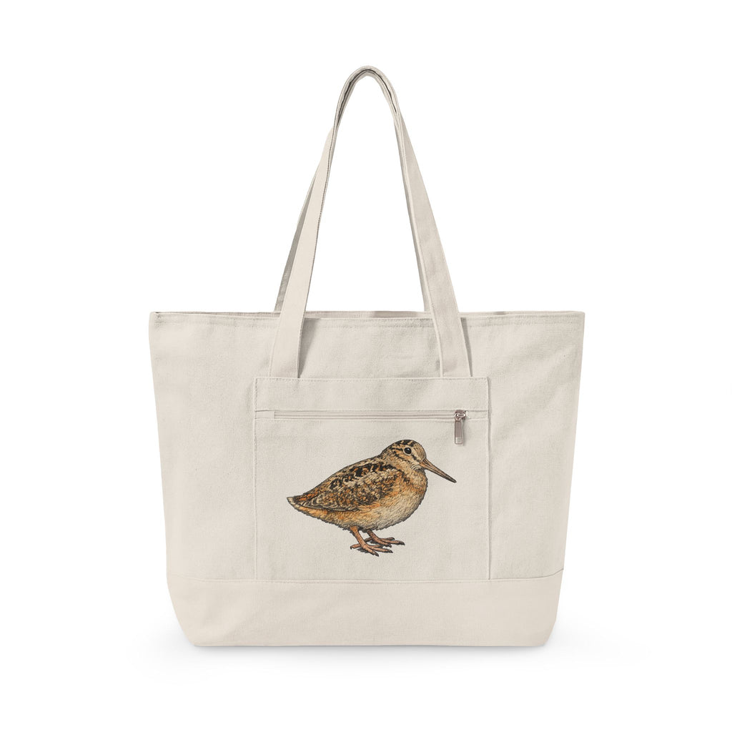 Bryant Park American Woodcock Zippered Canvas Tote Bag | Grocery Subway Tote