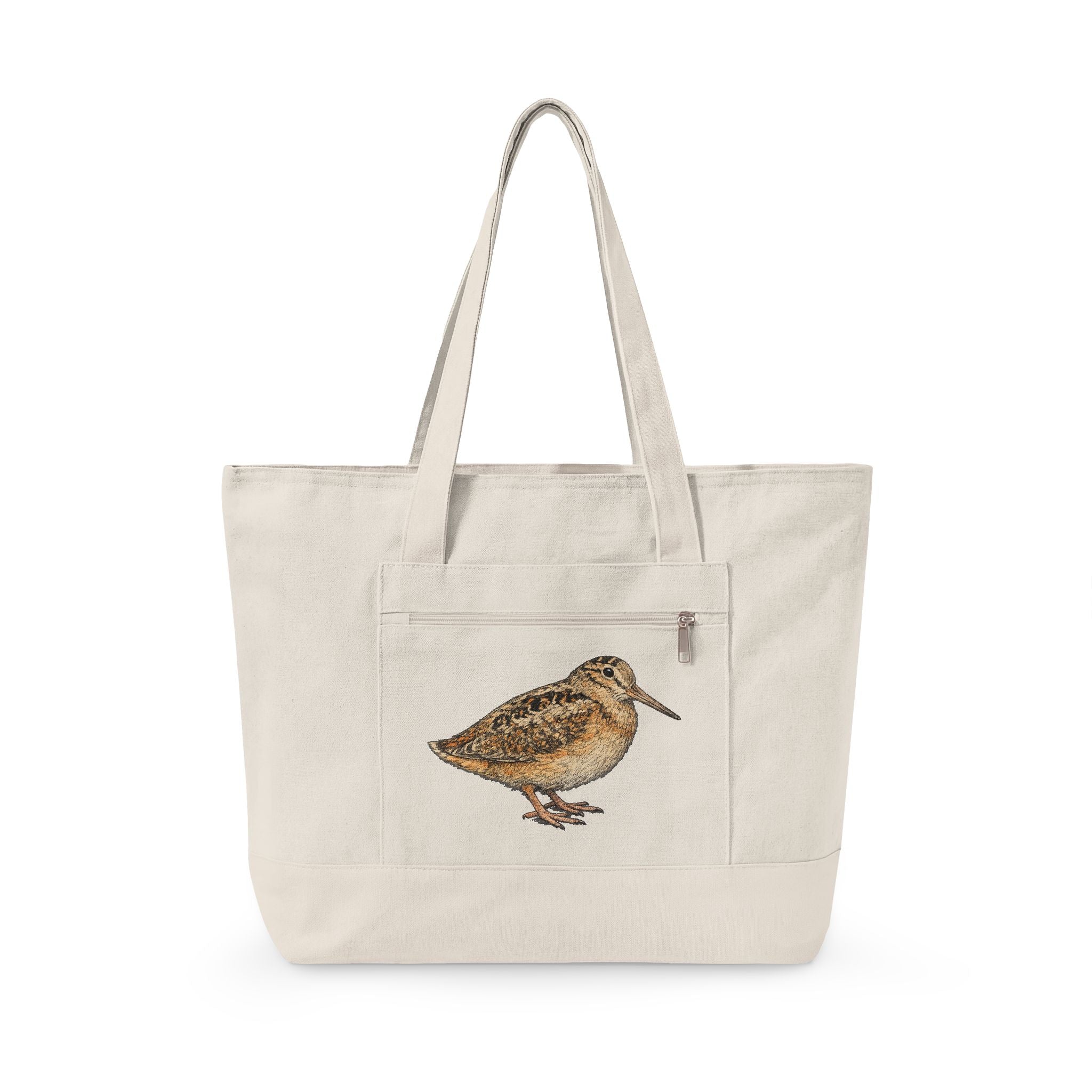 Bryant Park American Woodcock Zippered Canvas Tote Bag | Grocery Subway Tote