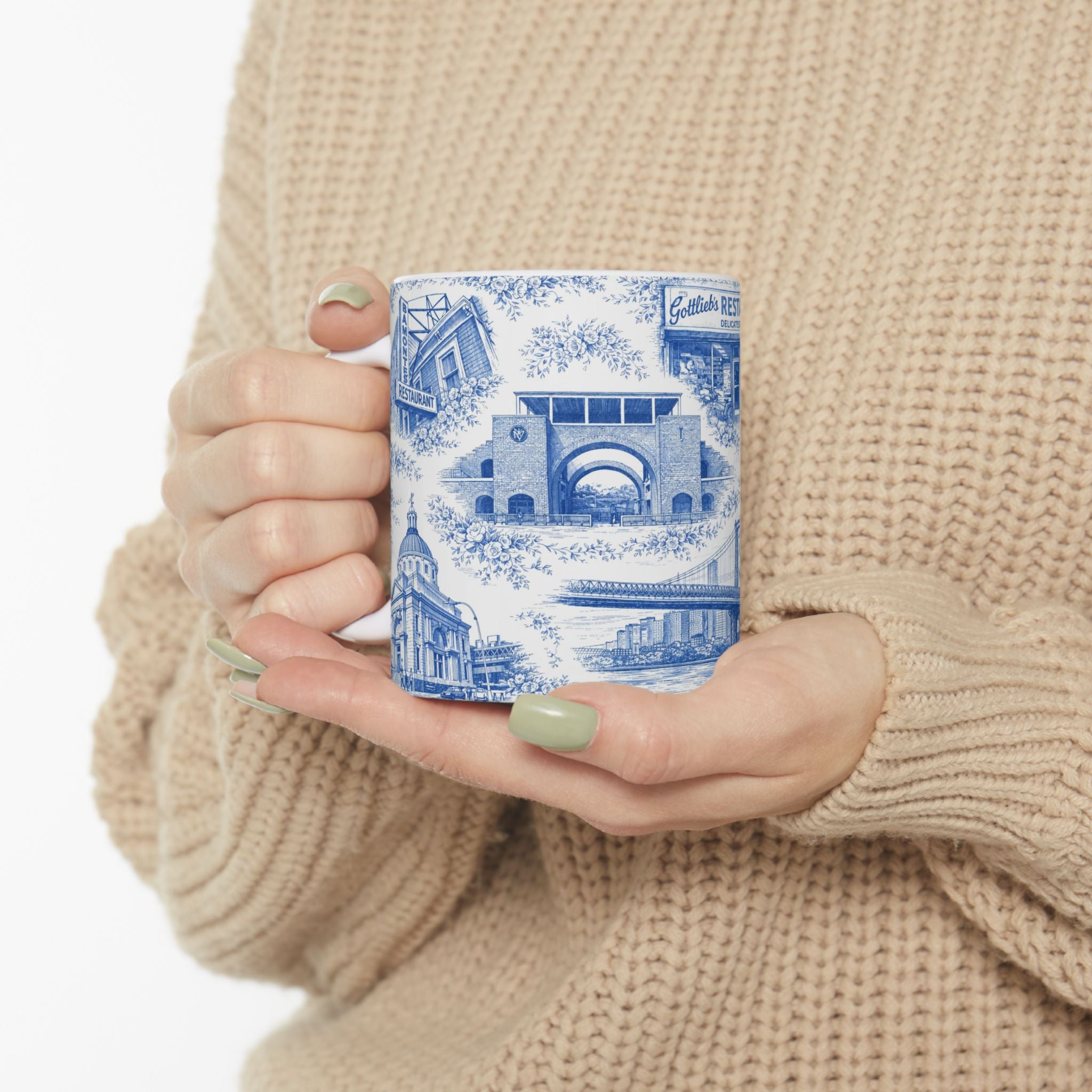 Williamsburg Blue and White Toile de Jouy Mug | Brooklyn Chinoiserie Ceramic Mug