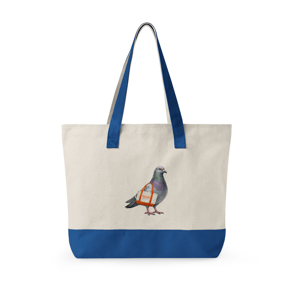 Upper West Side NYC Pigeon Zippered Canvas Grocery Tote    The New Yorker UWS Bird Lovers Grocery Bag
