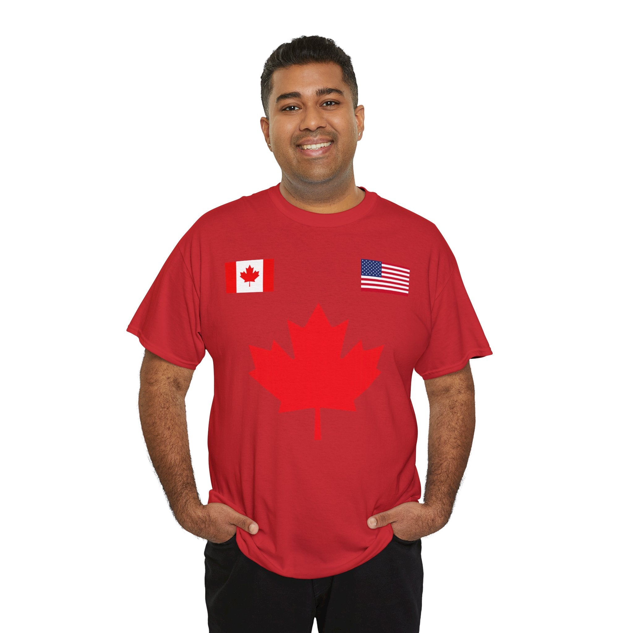 Canadian-American Maple Leaf Soccer T-Shirt | Canadian Flag Tee