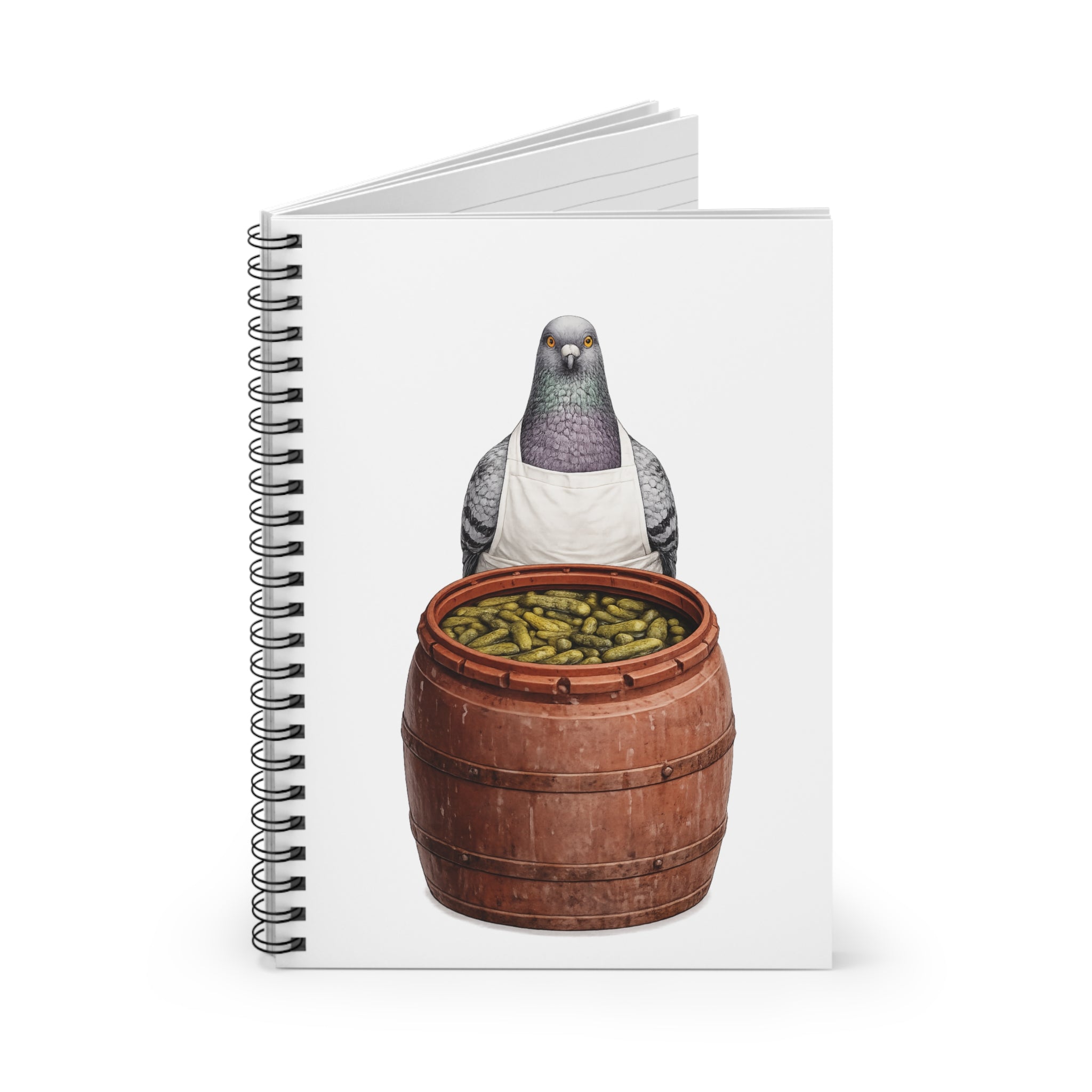 Customizable Lower East Side NYC Pigeon Spiral Journal | LES Pickle Salesman Bird Lovers Notebook