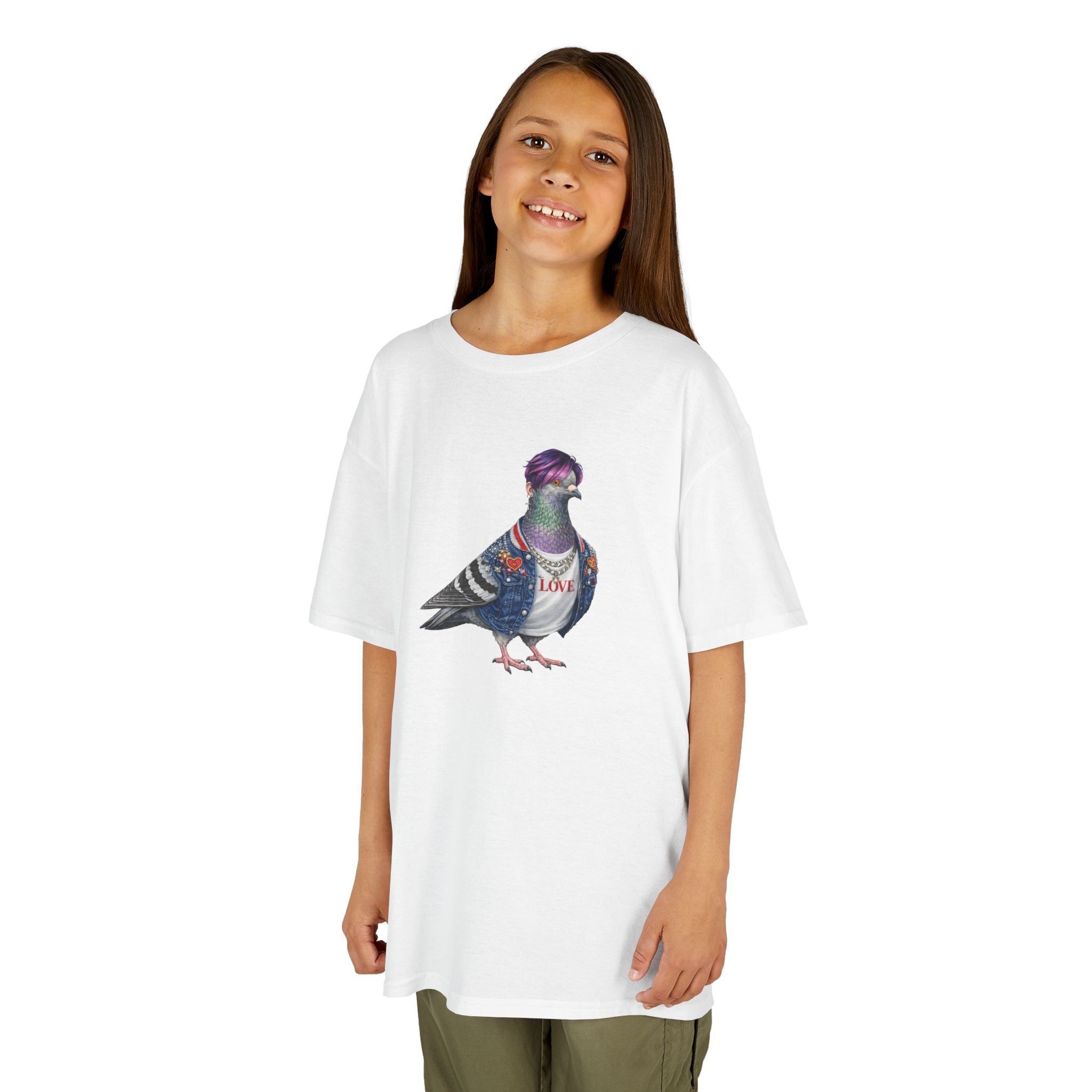 Customizable Koreatown NYC Pigeon Kids KPop Tee — Cute Bird K-Pop T-Shirt for Children