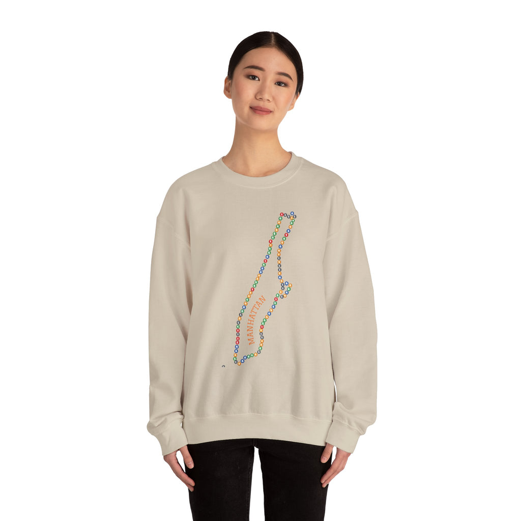 Manhattan Map Subway Signs Sweatshirt | NYC Crewneck Sweater