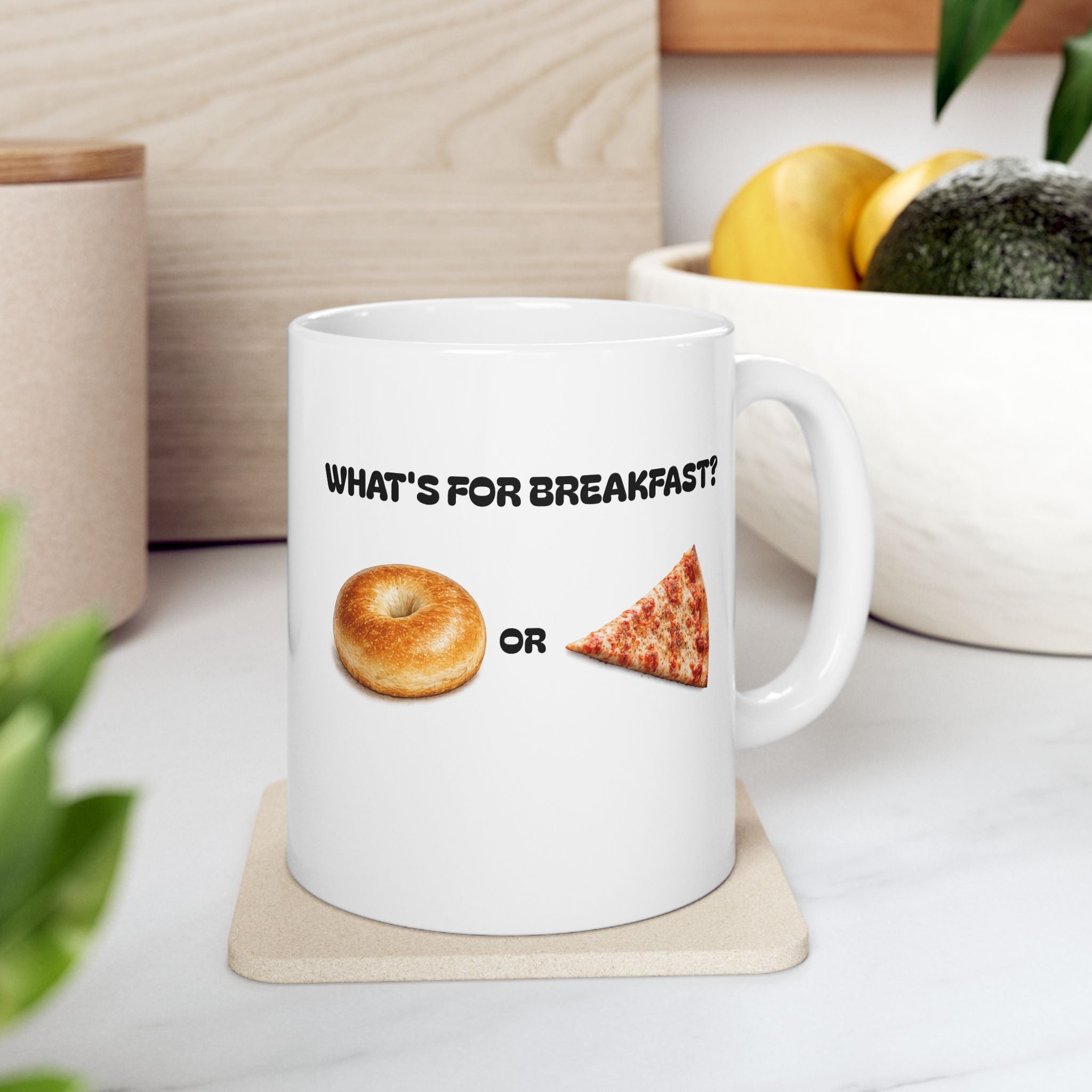 Bagel or Pizza Mug | NYC Breakfast Dilemma Coffee Tea Ceramic Mug