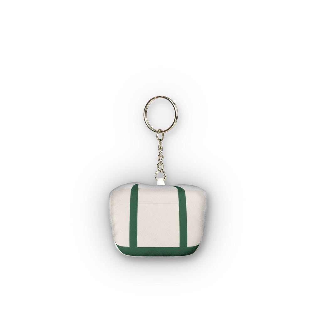 Tote Bag Mini Plush Keychain - Green Canvas Tote Coastal Style Bag Charm
