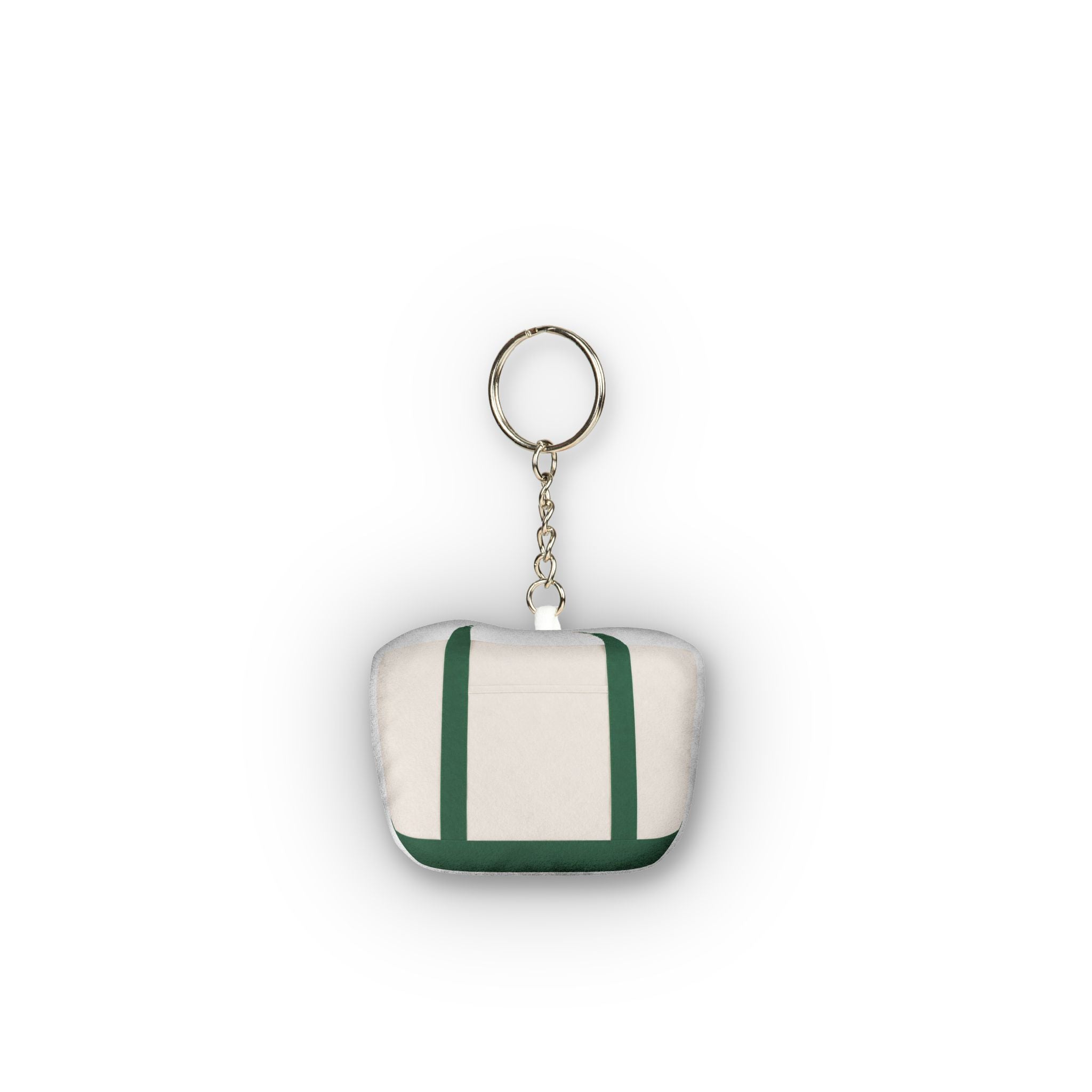 Tote Bag Mini Plush Keychain - Green Canvas Tote Coastal Style Bag Charm