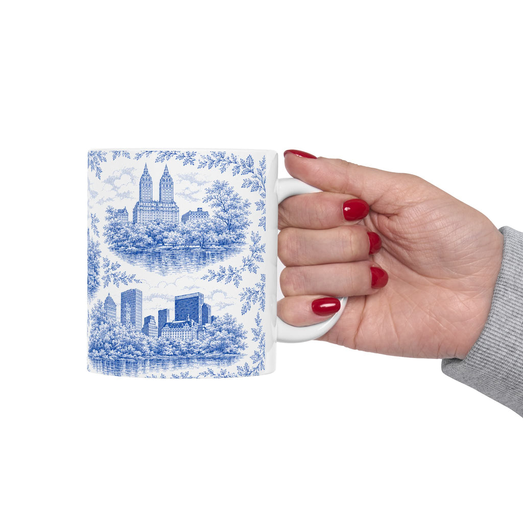Mug en céramique bleu Toile de Jouy Central Park | Tasse à café NYC