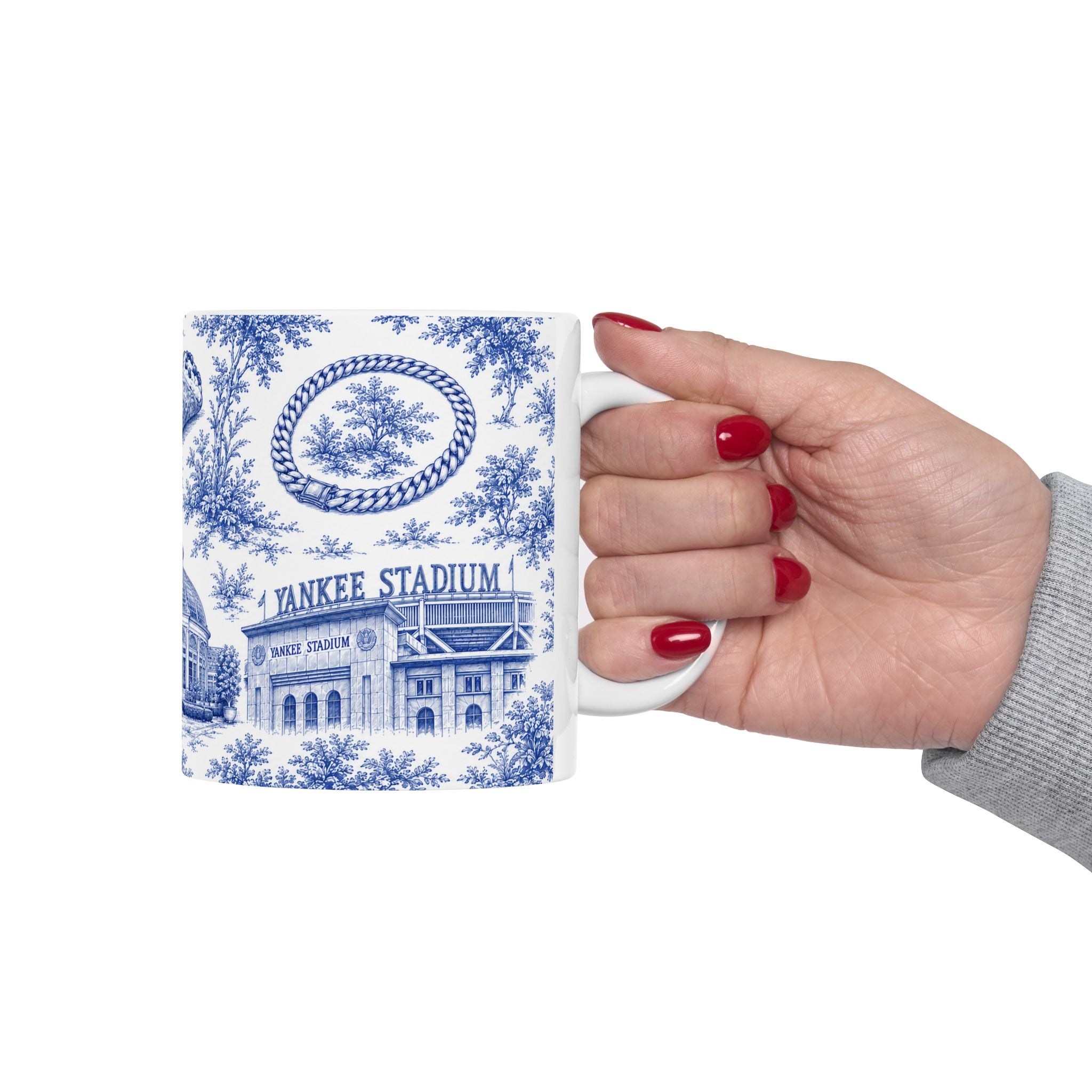 Bronx Blue Toile de Jouy Mug | NYC Chinoiserie Ceramic Coffee Cup