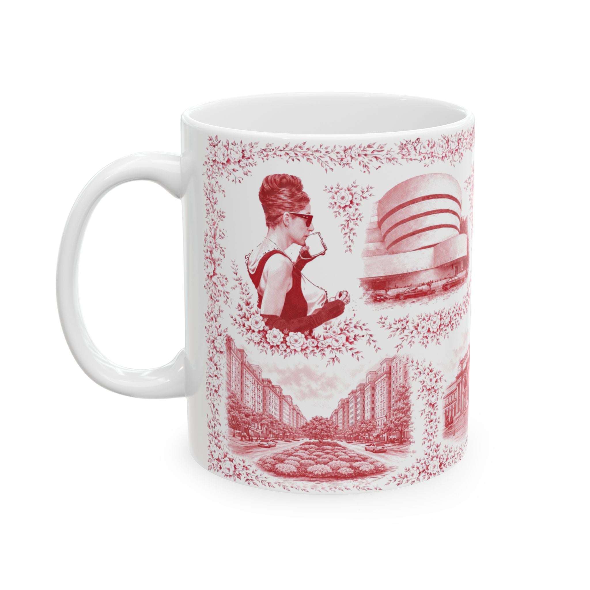 Upper East Side Red and White Toile de Jouy Mug | New York Chinoiserie Ceramic Mug