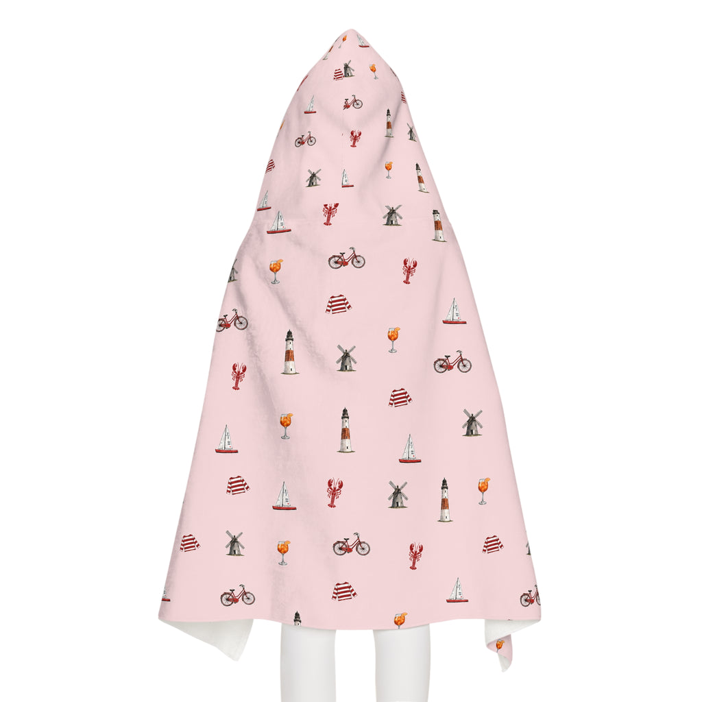 Icons of the Hamptons Pink Hooded Kids Towel —  Childrens Towel
