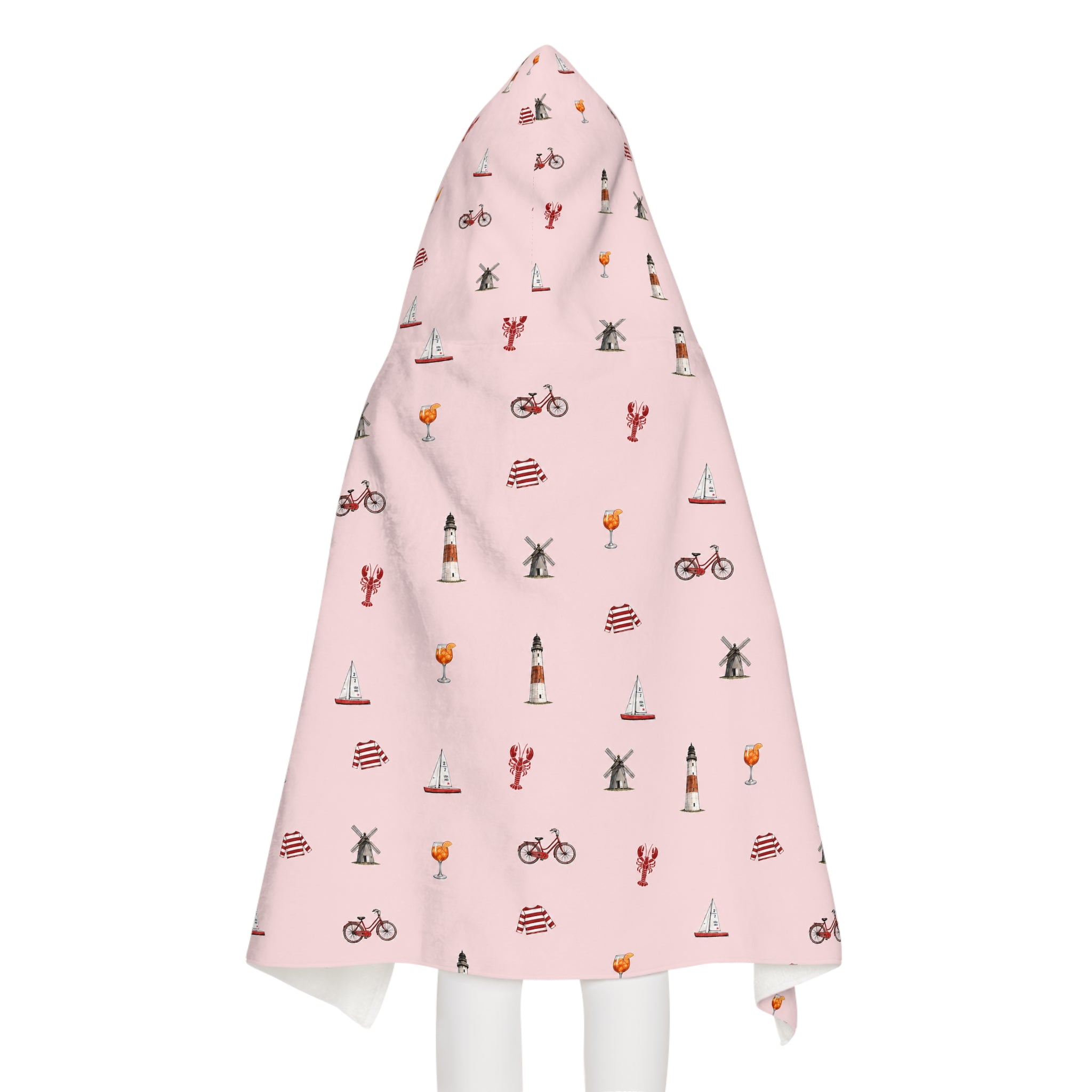 Icons of the Hamptons Pink Hooded Kids Towel —  Childrens Towel