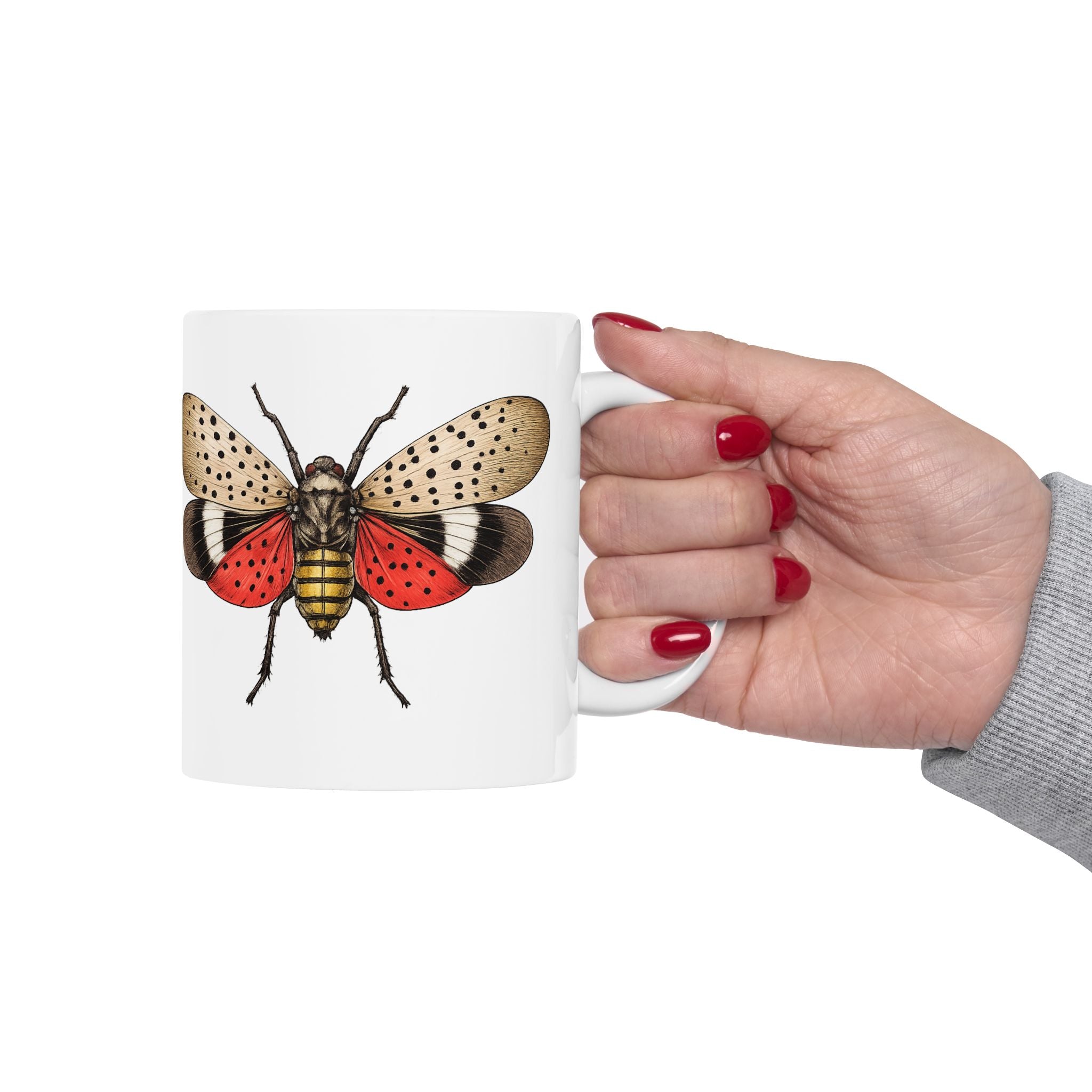 NYC Spotted Lanternfly Ceramic Mug – New York Summer Insect Illustration 11oz