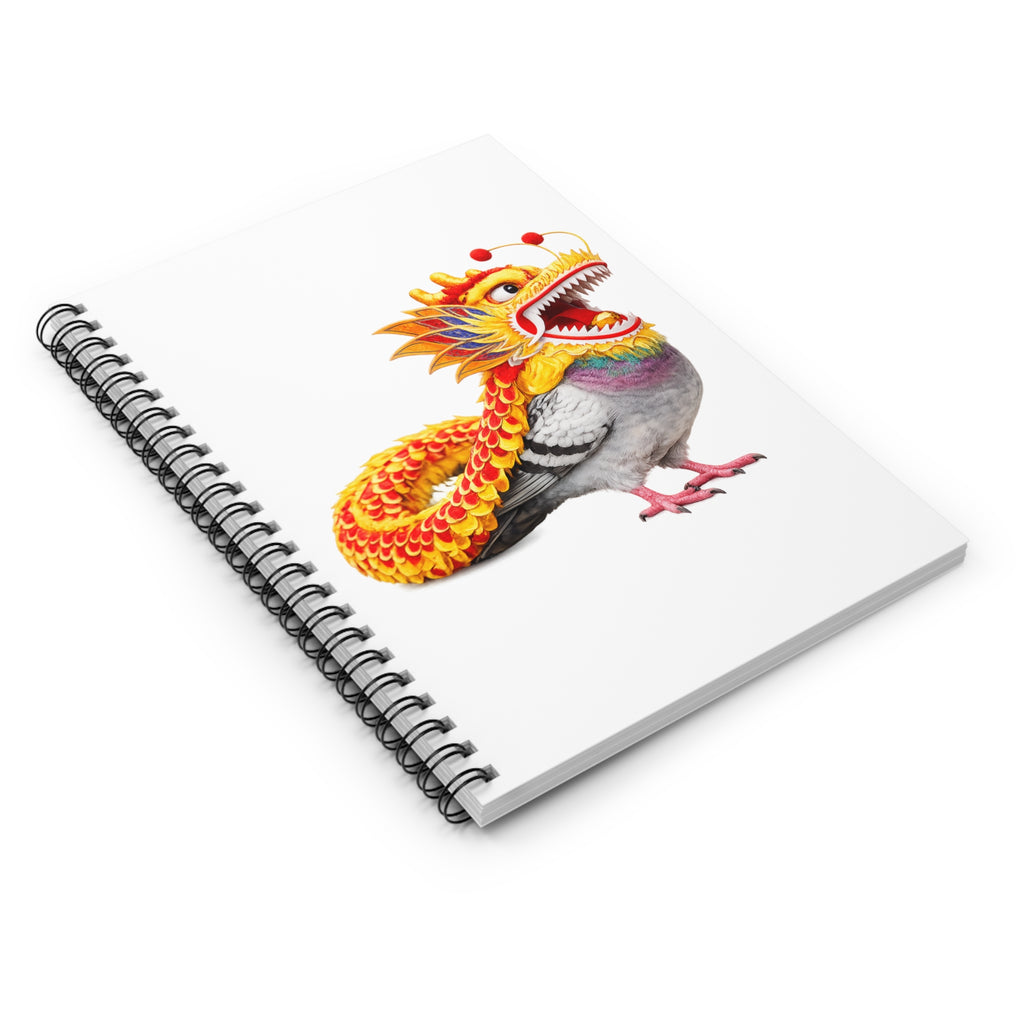 Customizable Chinatown Pigeon Spiral Journal |  Chinese New Year Parade Dragon Bird Lovers Notebook