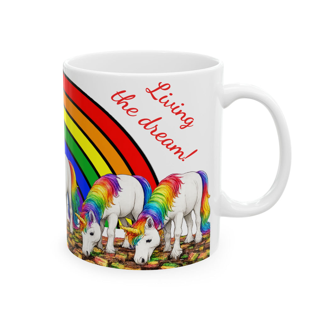 NYC Living the Dream Rainbow Unicorn Mug —  Rainbow Cookies New York Is a Fairy Tale Ceramic Coffee Cup