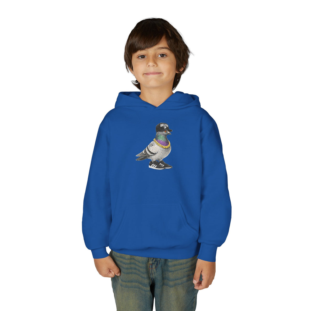 Customizable Brooklyn NYC Pigeon NYC Kids Hoodie | New York Baseball Sports Fan Bird Lovers Childrens Hooded Sweatshirt