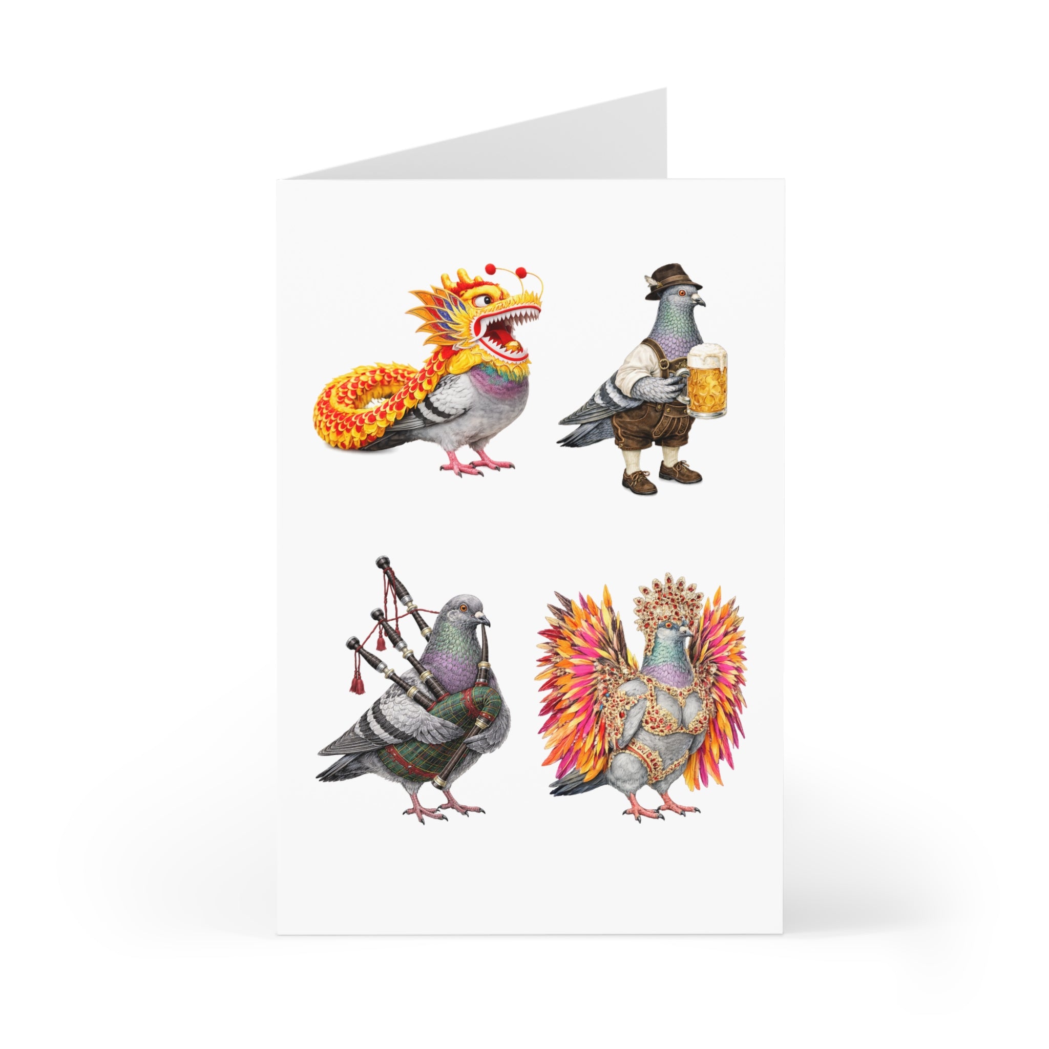 Parade Day NYC Pigeon Greeting Cards | Party Like A New Yorker Bird Lover Holiday Celebration Card Pack of 7