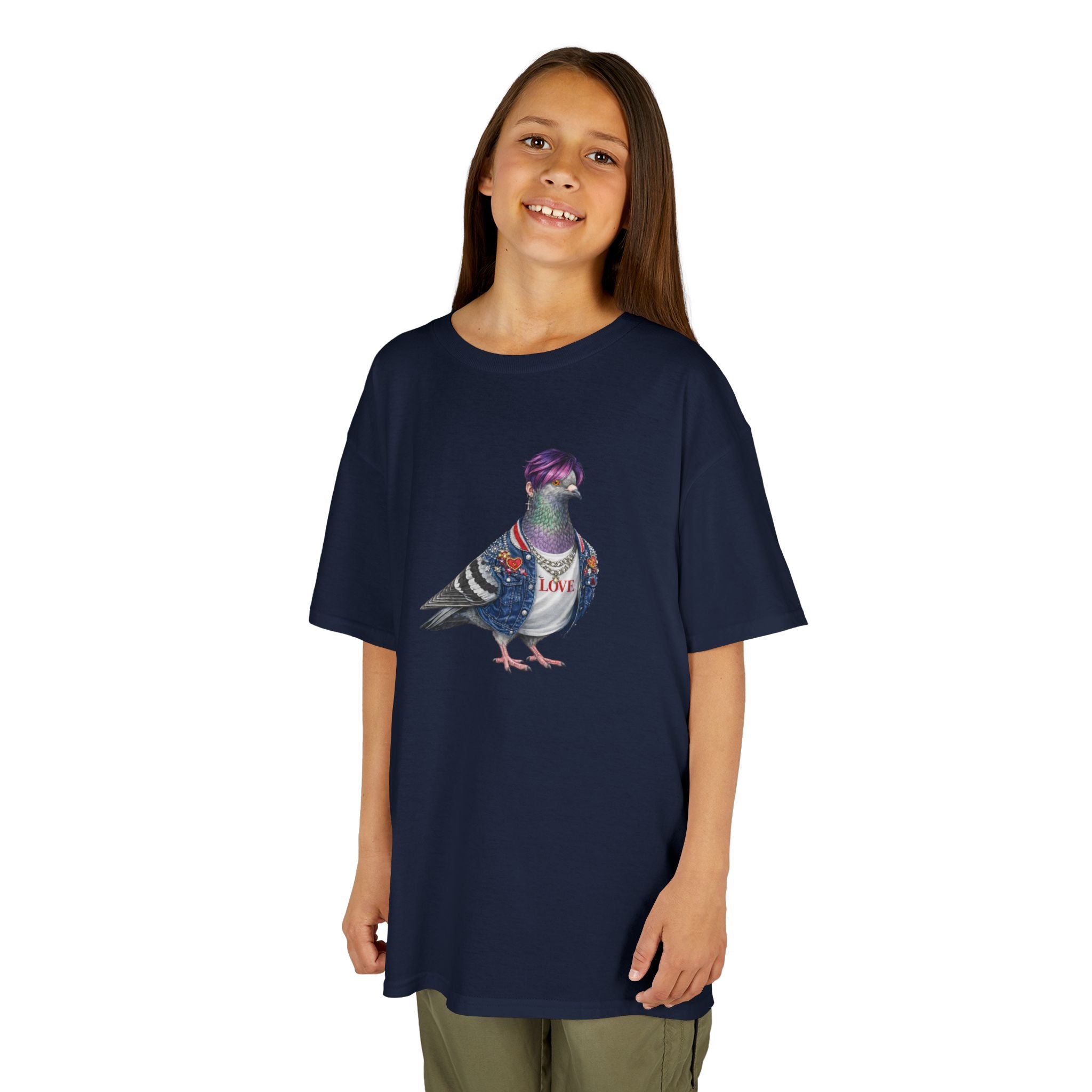Customizable Koreatown NYC Pigeon Kids KPop Tee — Cute Bird K-Pop T-Shirt for Children