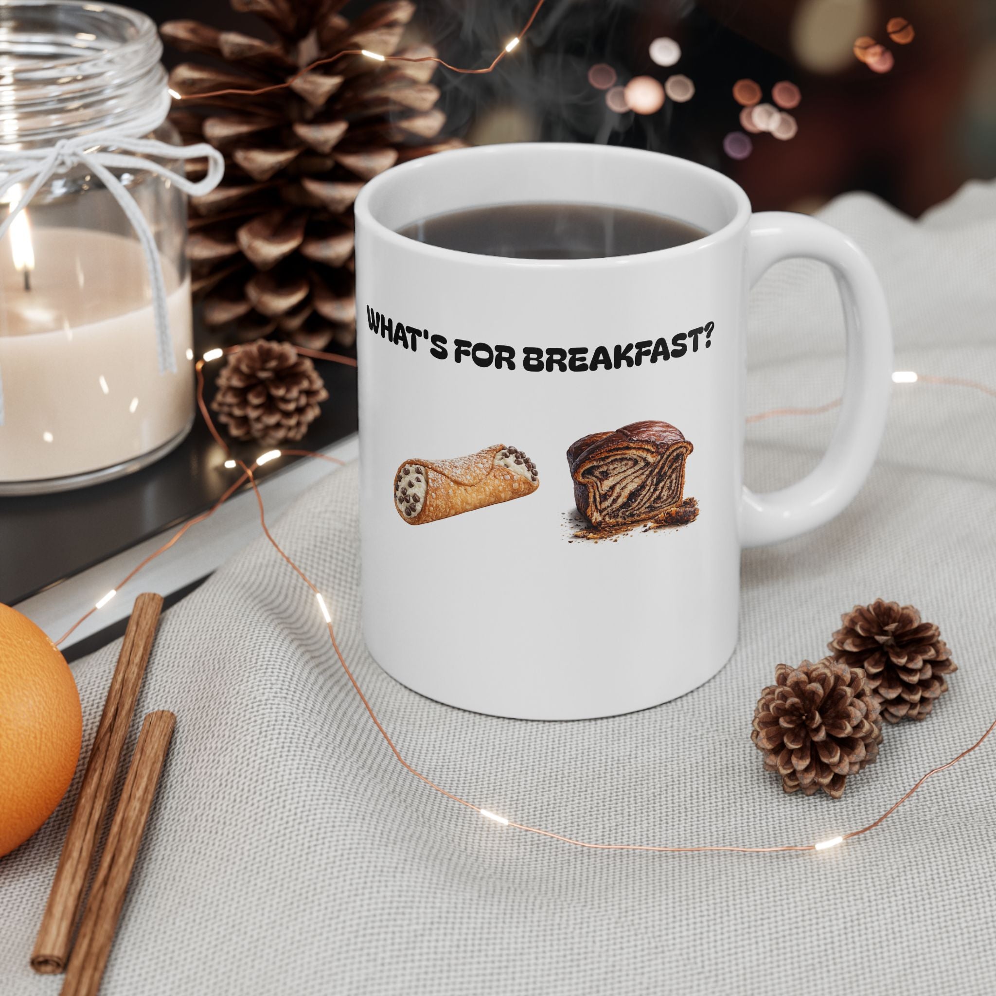 Cannoli or Babka Mug | NYC Breakfast Dilemma Coffee Tea Ceramic Mug